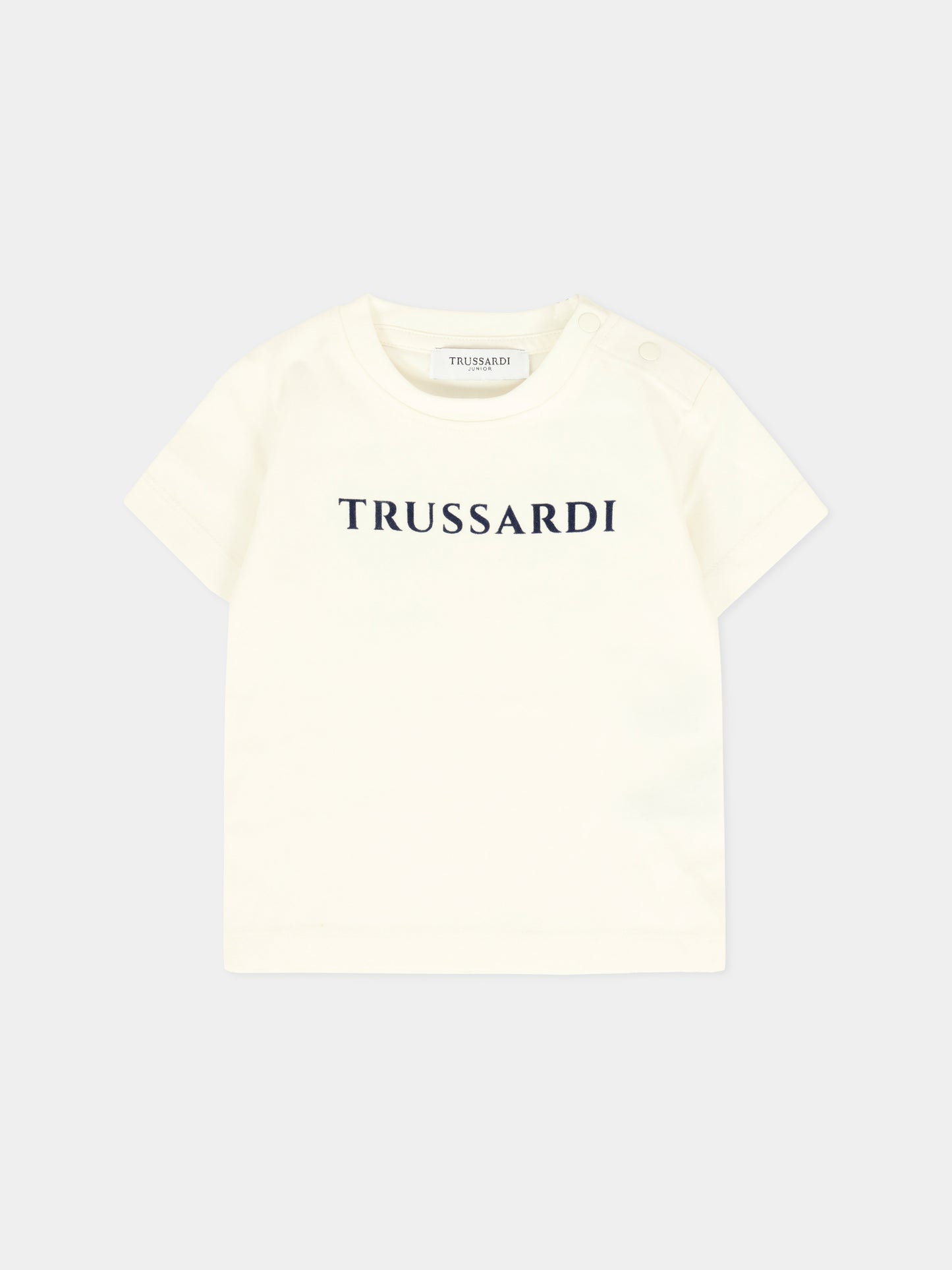 T-shirt bianca per neonato con logo,Trussardi Junior,TIA25014TS OFF-WHITE