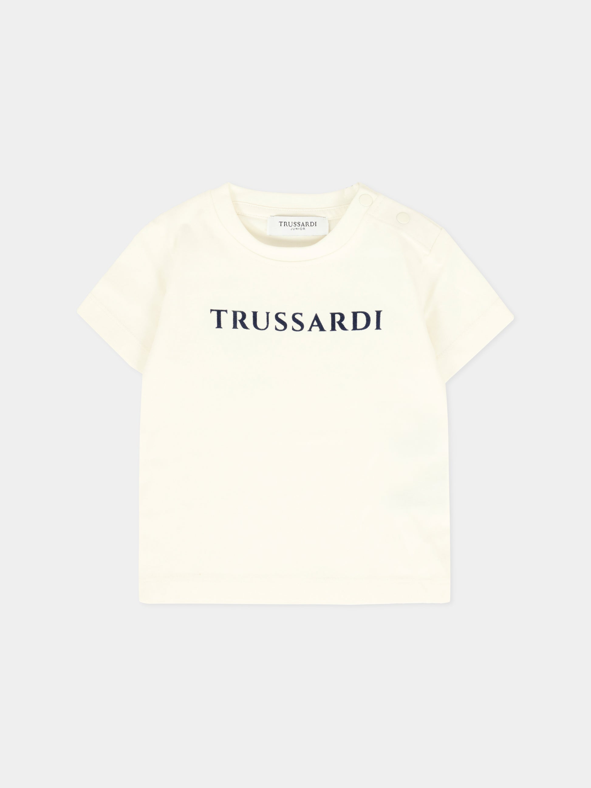 T-shirt bianca per neonato con logo,Trussardi Junior,TIA25014TS OFF-WHITE
