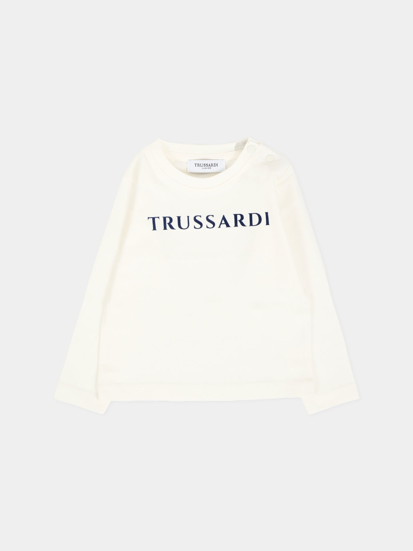 T-shirt bianca per neonato con logo,Trussardi Junior,TIA25017TS OFF-WHITE