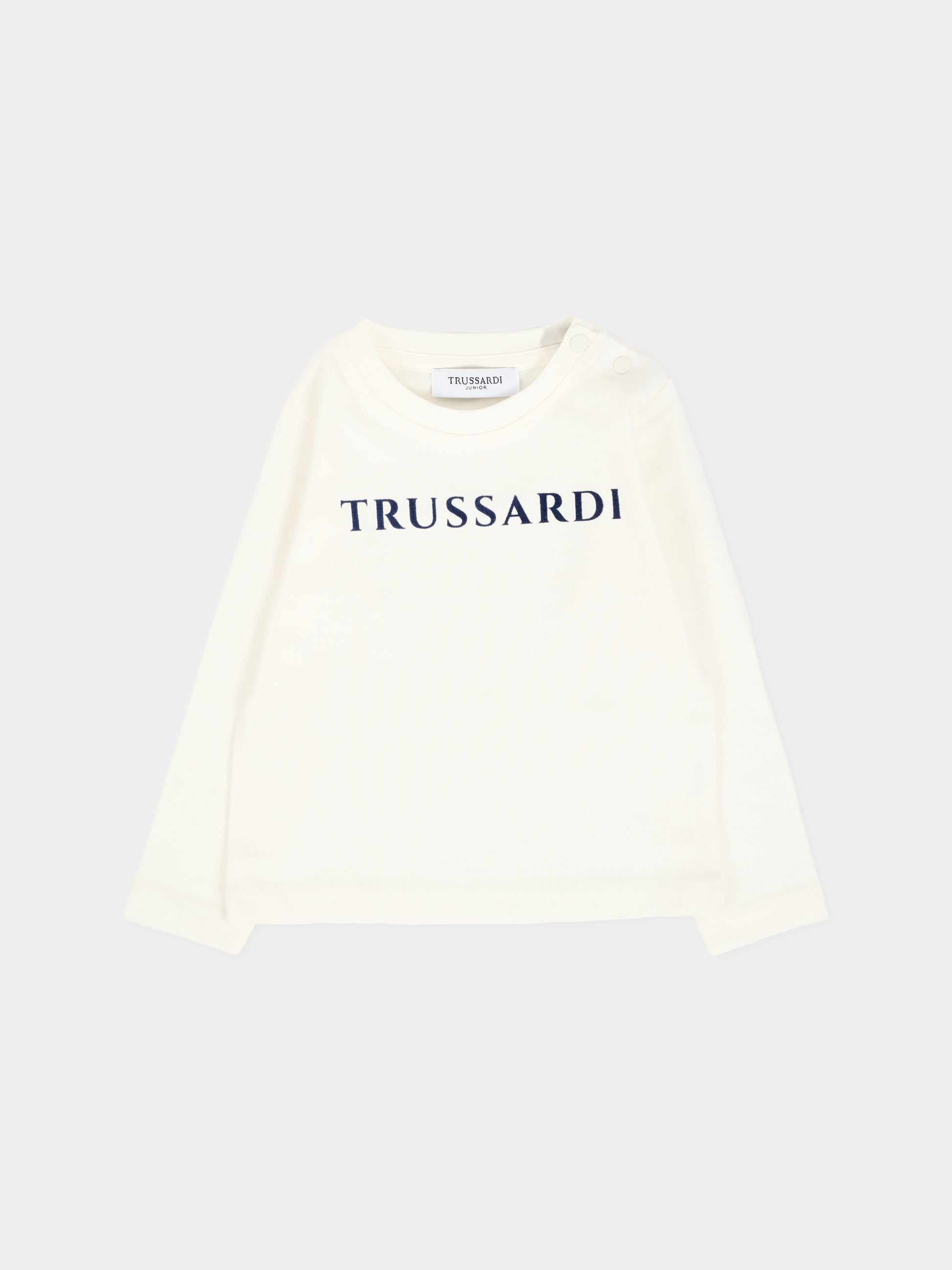 T-shirt bianca per neonato con logo,Trussardi Junior,TIA25017TS OFF-WHITE
