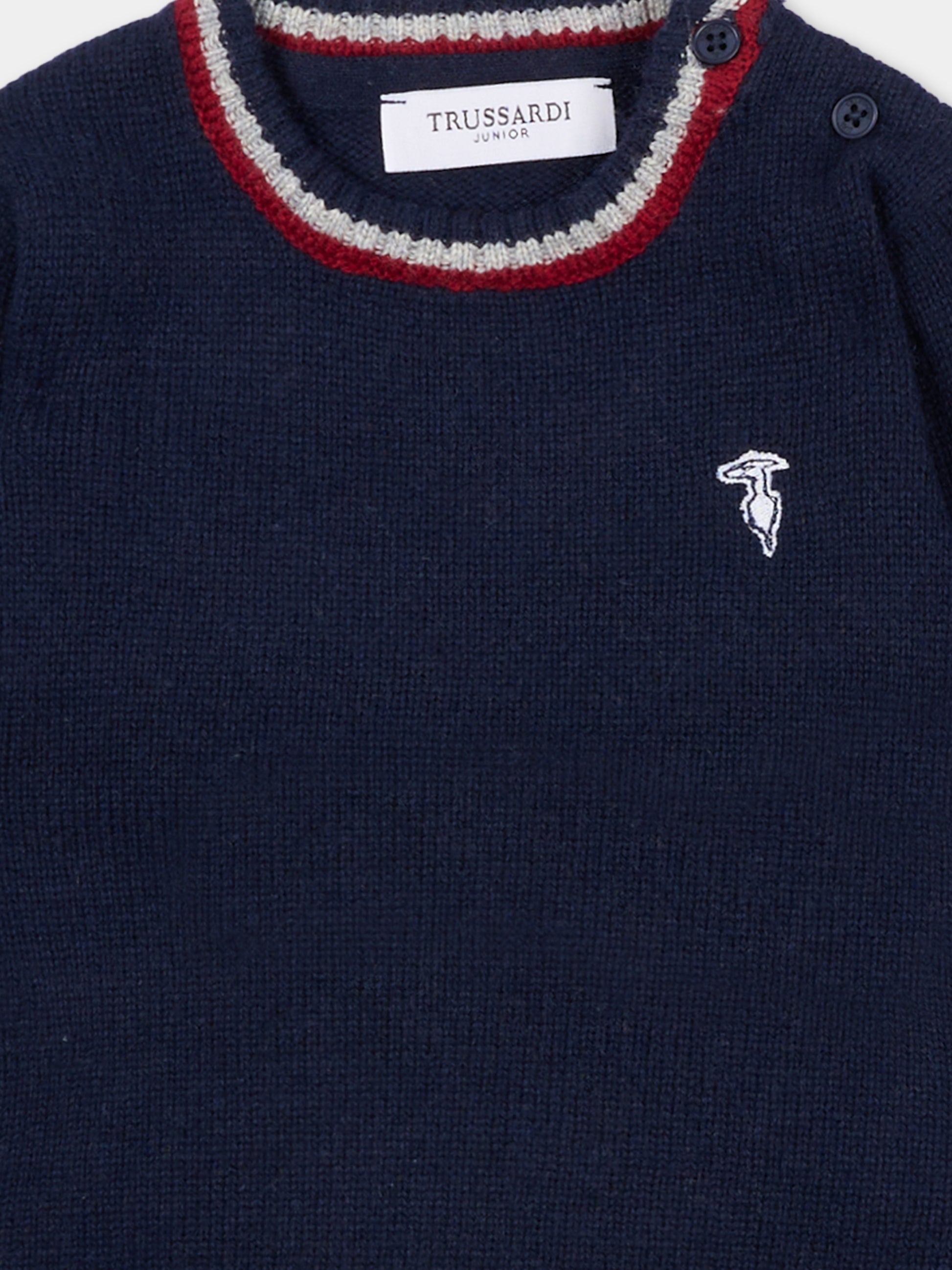 Maglione blu per neonato con logo,Trussardi Junior,TIA25051MA PEACOAT