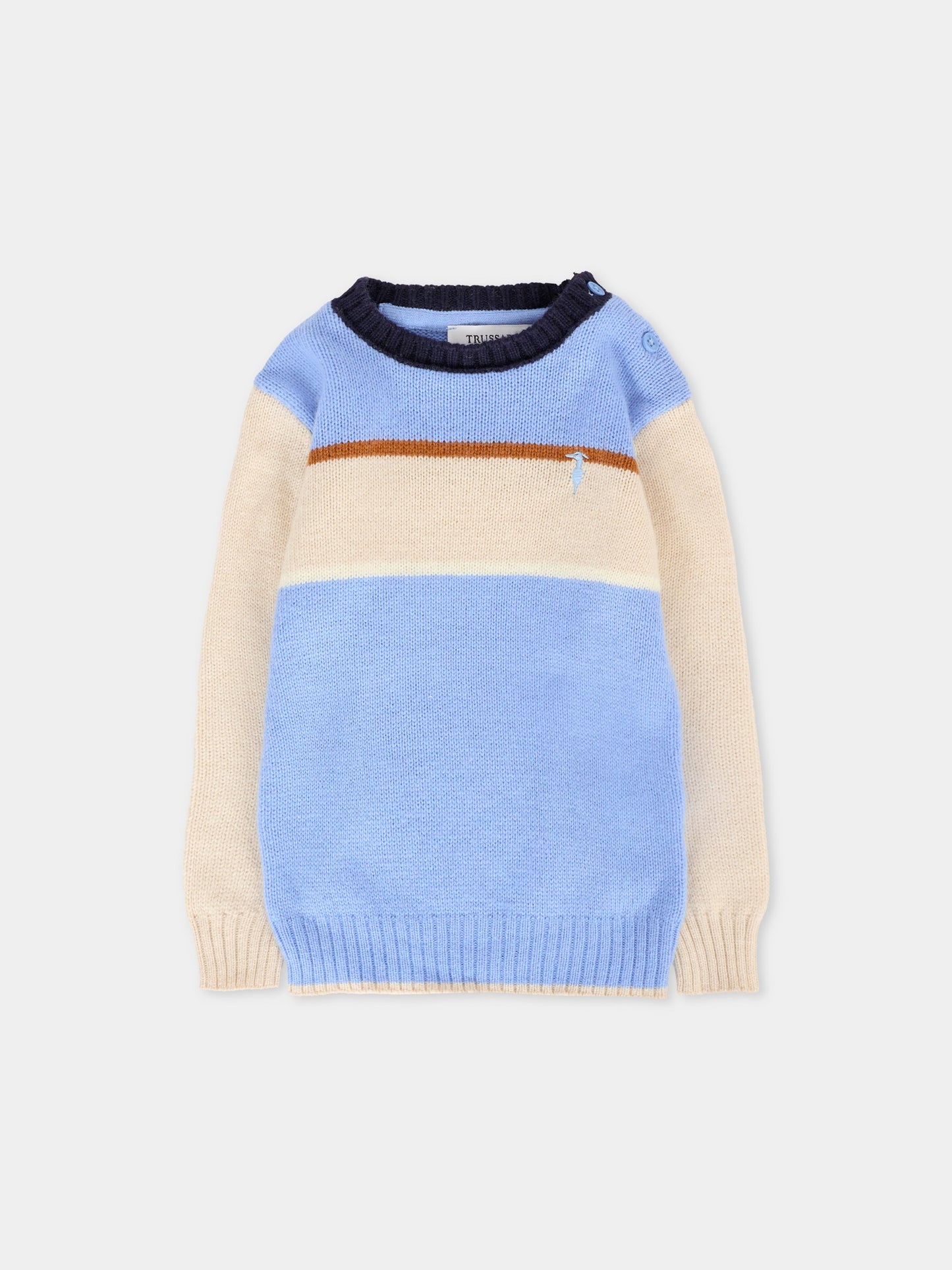 Maglione azzurro per neonato con ricamo,Trussardi Junior,TIA25103MA RIVIERA