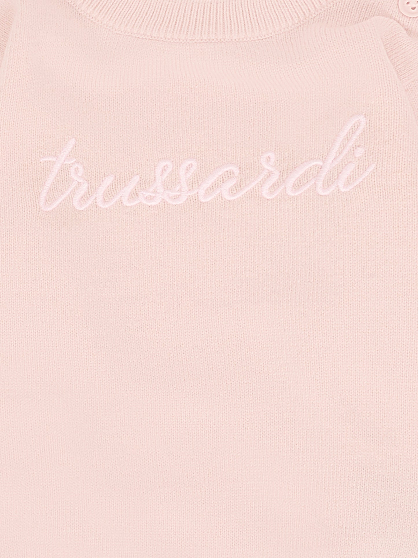 Maglione rosa per neonata con logo ricamato,Trussardi Junior,TIA25011MA ROSE SMOKE