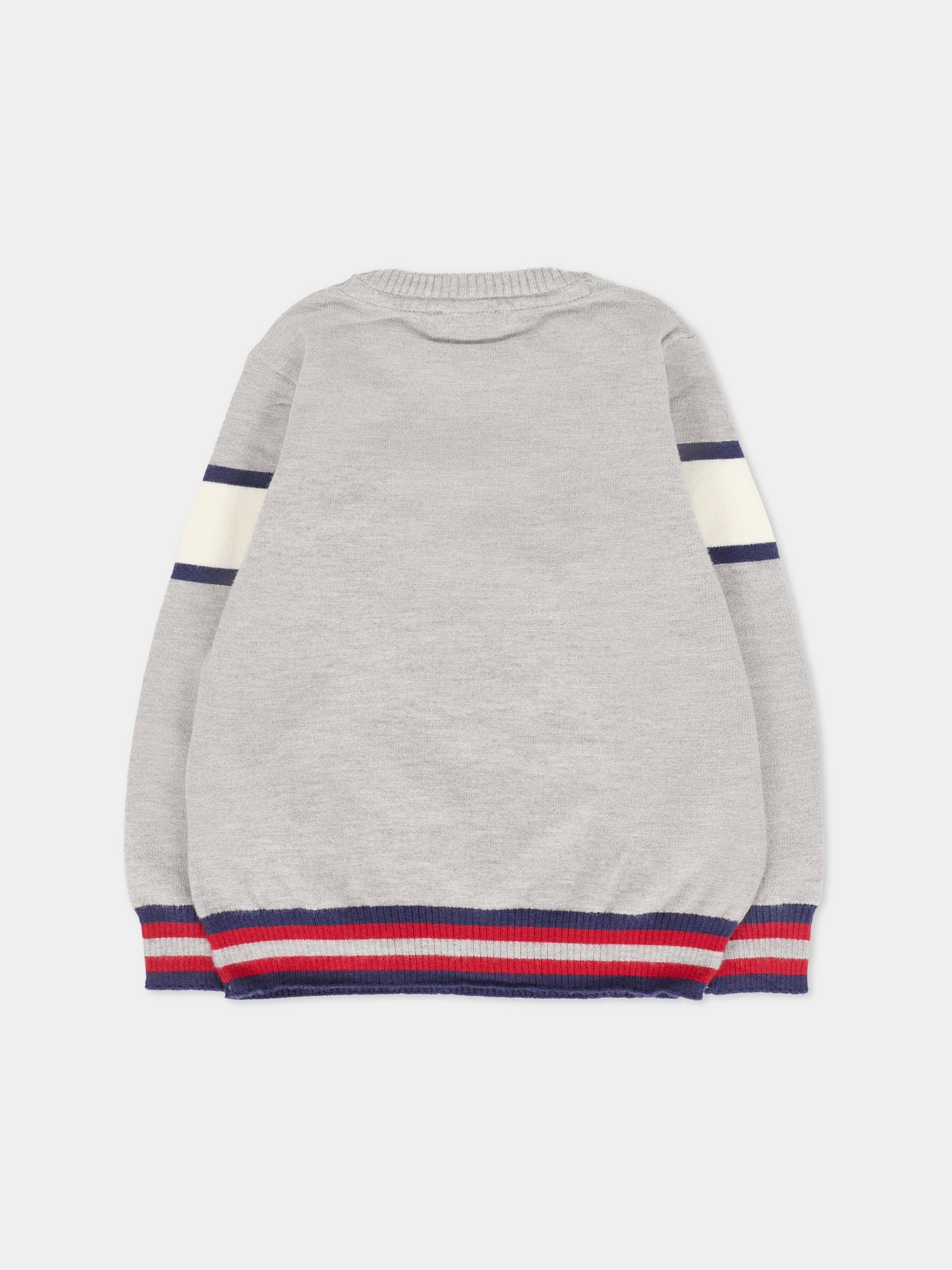 Maglione grigio per neonato con logo,Trussardi Junior,TIA25030MA GREY MEDIUM MELANGE