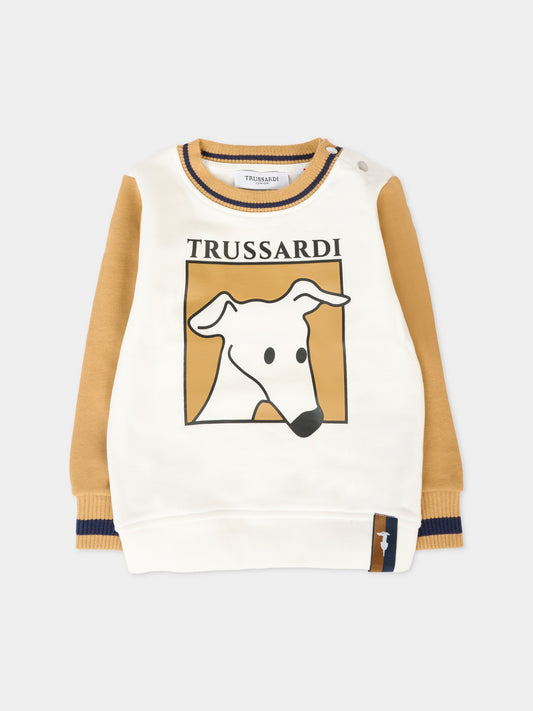 Felpa bianca per neonato con cane,Trussardi Junior,TIA25081FE OFF-WHITE