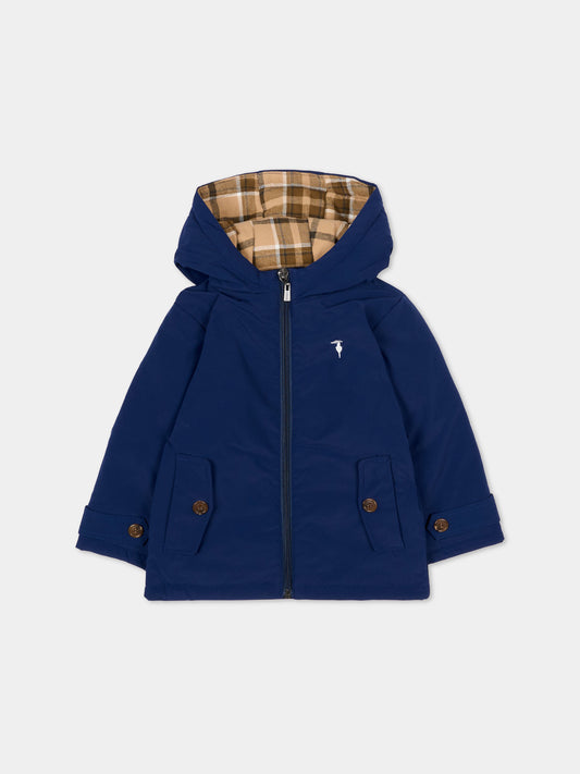 Piumino blu per neonato con logo,Trussardi Junior,TIA25090GB PEACOAT