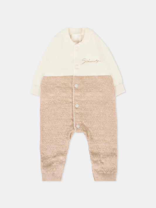 Tutina beige per neonati con logo,Givenchy Kids,H30871 117