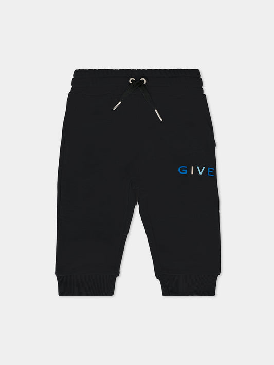 Pantaloni neri per neonato con logo,Givenchy Kids,H30876 09B