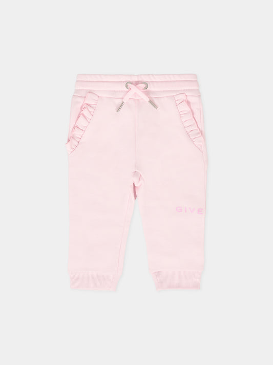 Pantaloni rosa per neonata con logo,Givenchy Kids,H30896 44Z