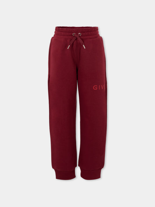 Pantaloni bordeaux per bambini con logo,Givenchy Kids,H30922 95C