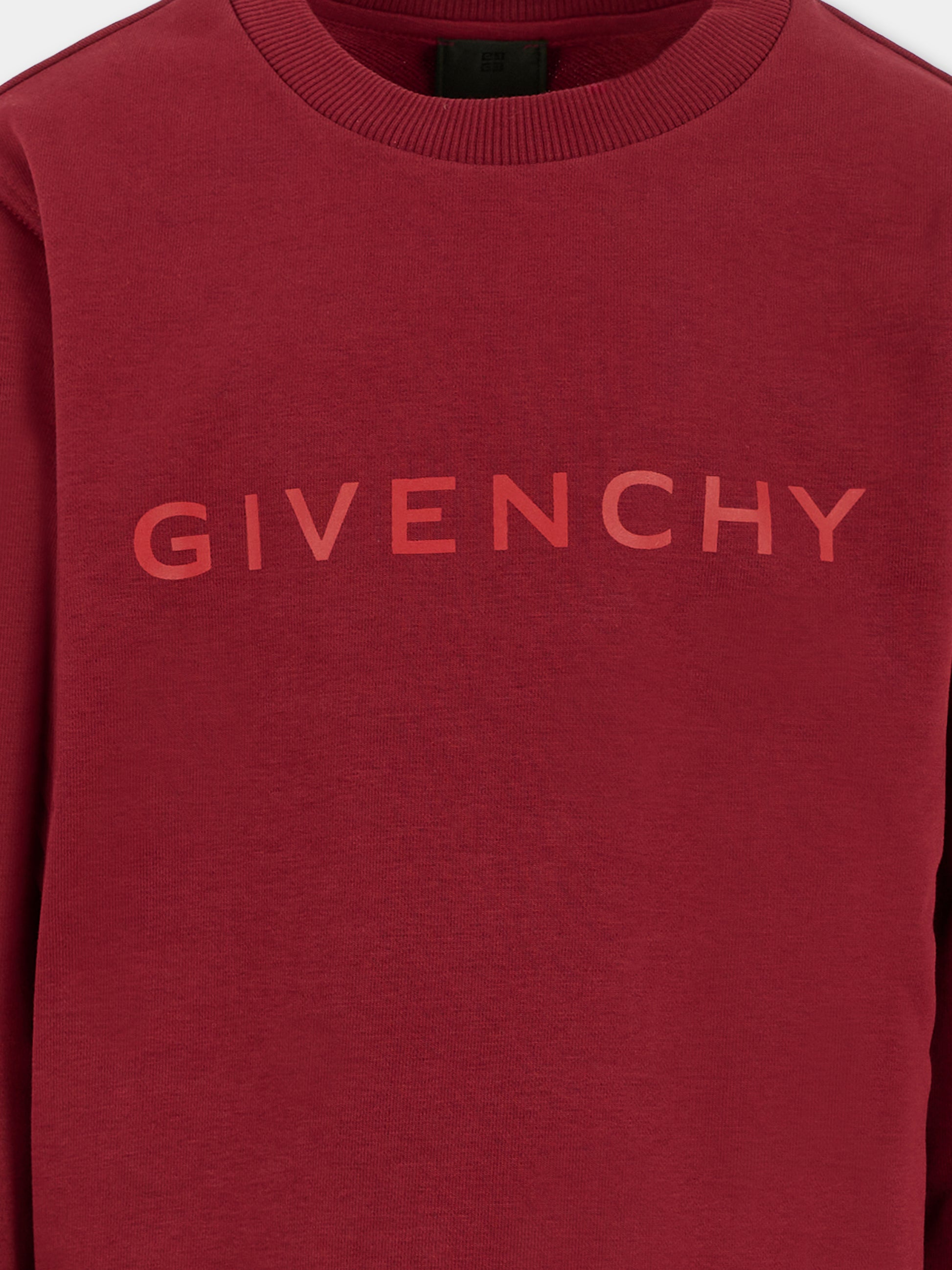 Felpa bordeaux per bambini con logo,Givenchy Kids,H30937 95C