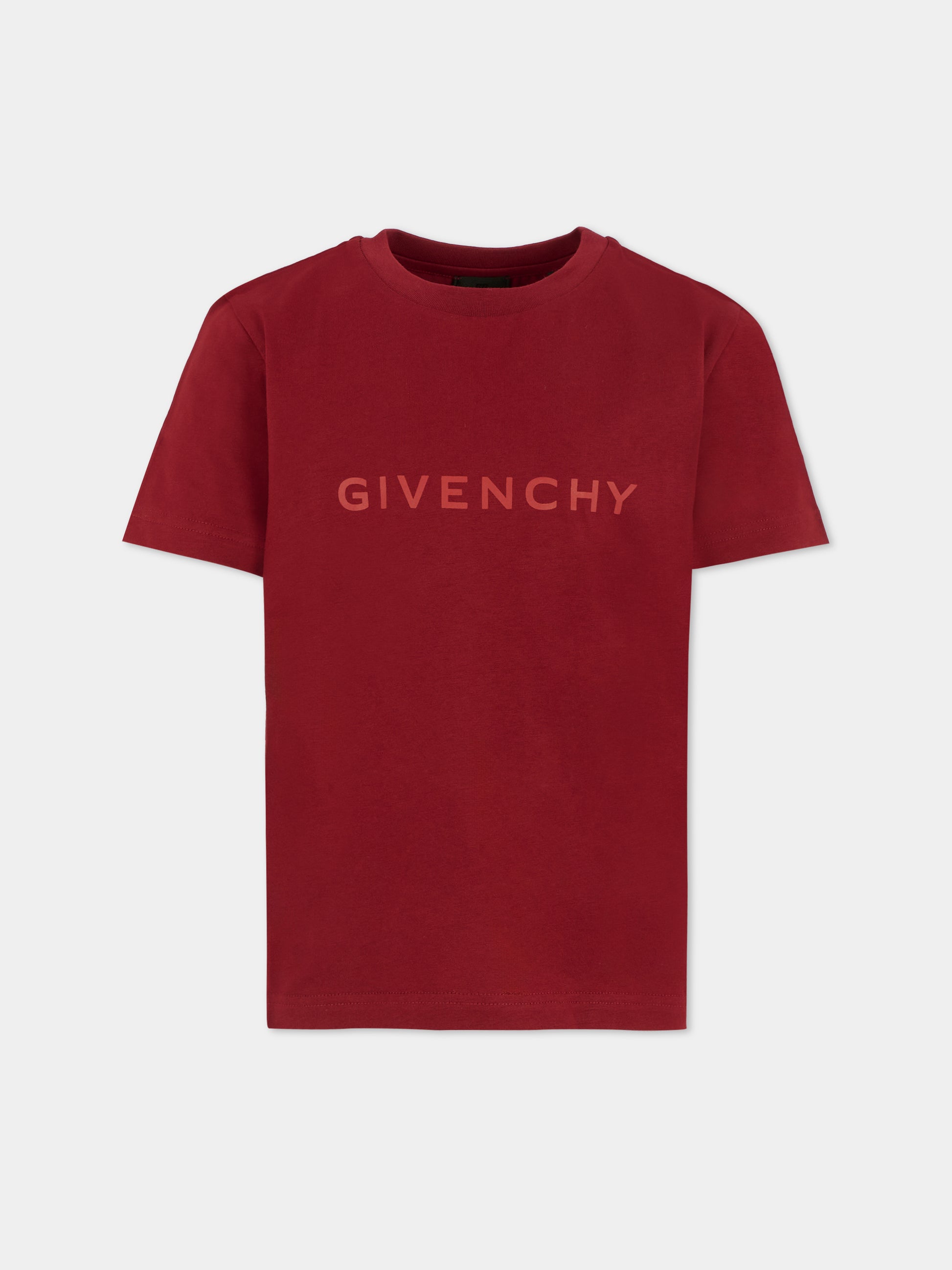 T-shirt bordeaux per bambini con logo,Givenchy Kids,H30952 95C