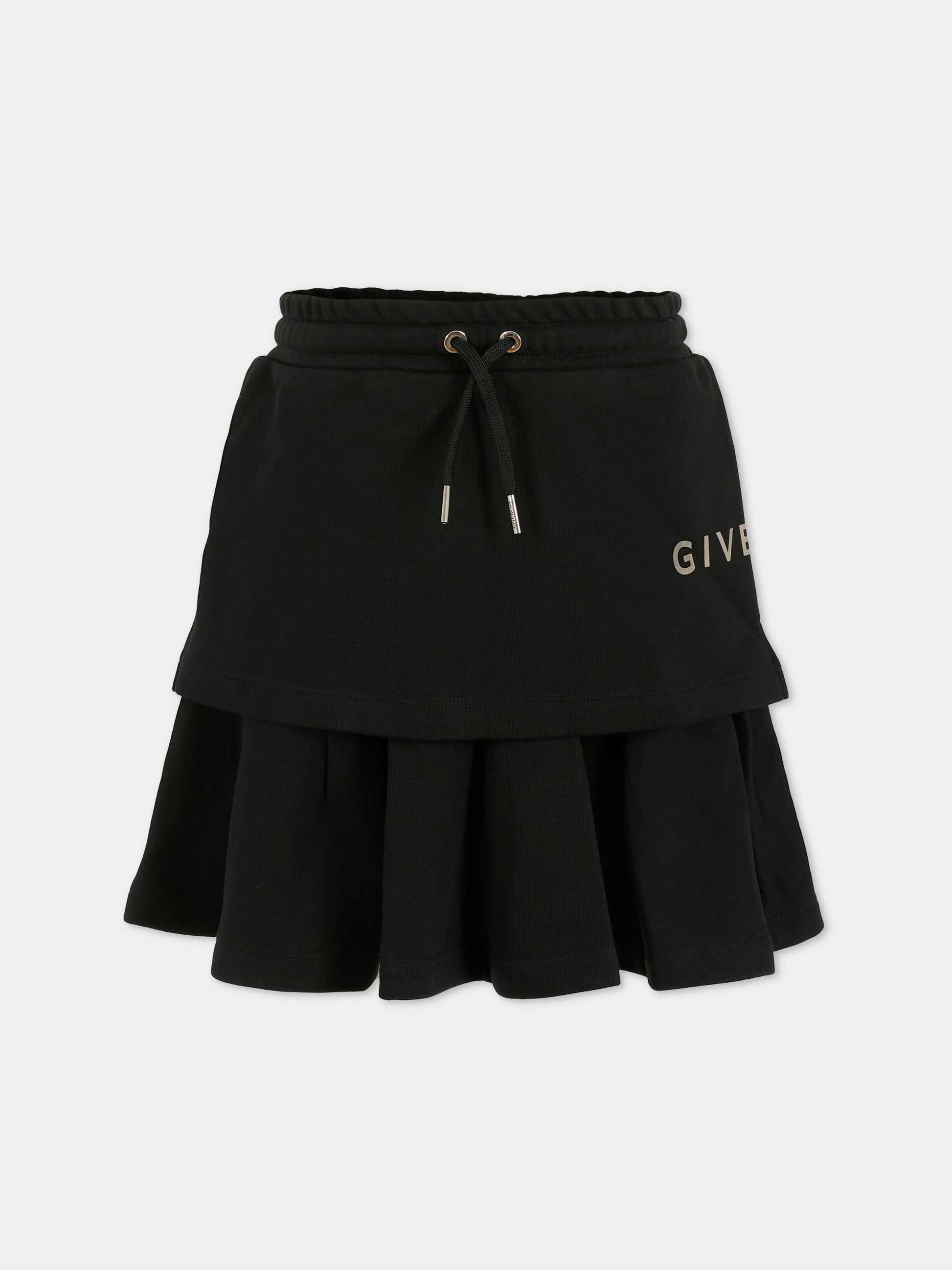 Gonna nera per bambina con logo,Givenchy Kids,H30975 09B