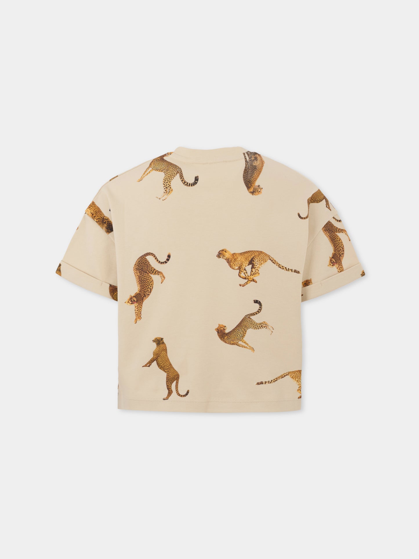 T-shirt crop avorio per bambina con leopardo all over,Givenchy Kids,H31040 184