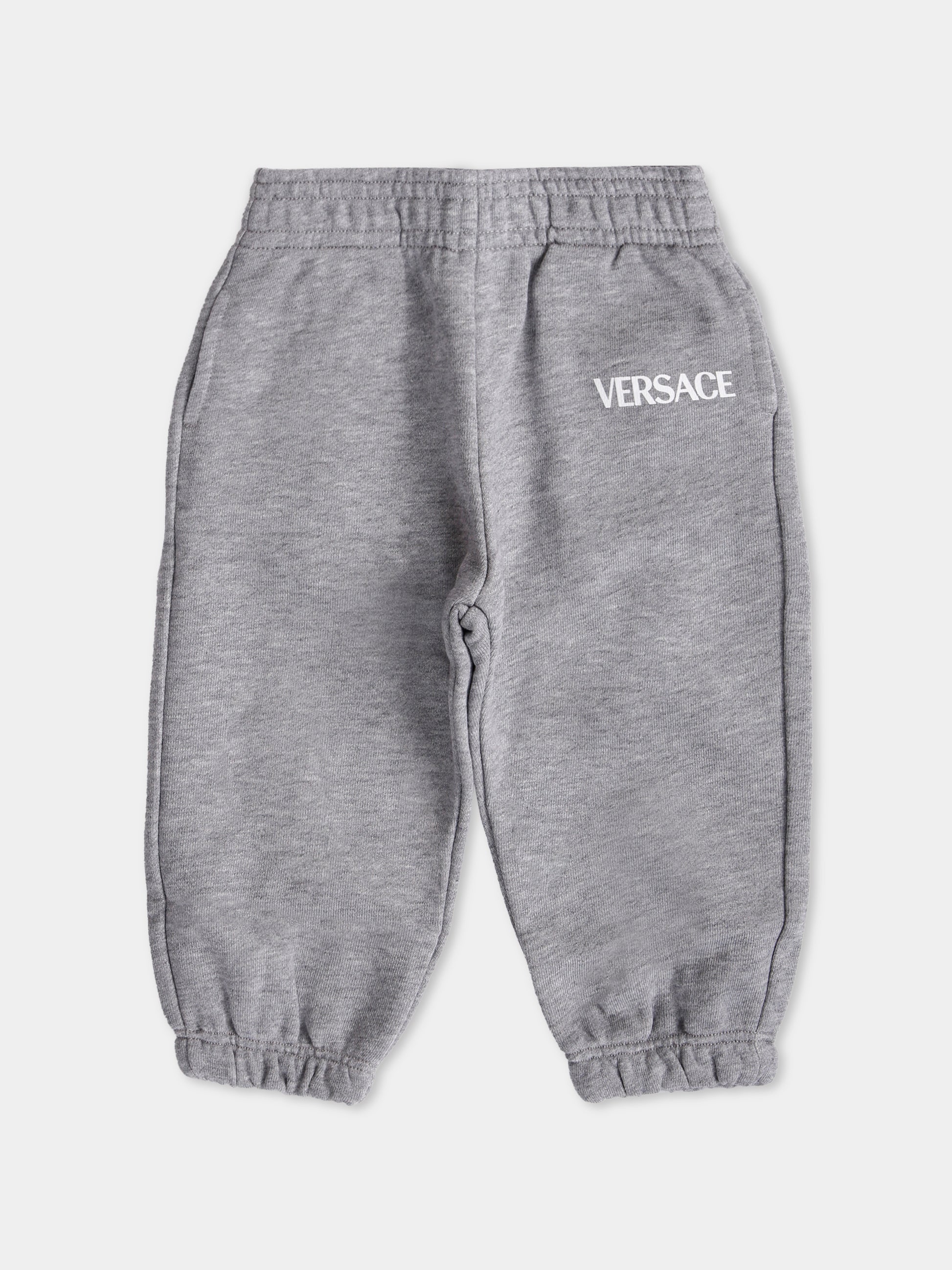 Pantaloni sportivi grigi con logo per neonati,Versace,1018580 1A15326 2E000