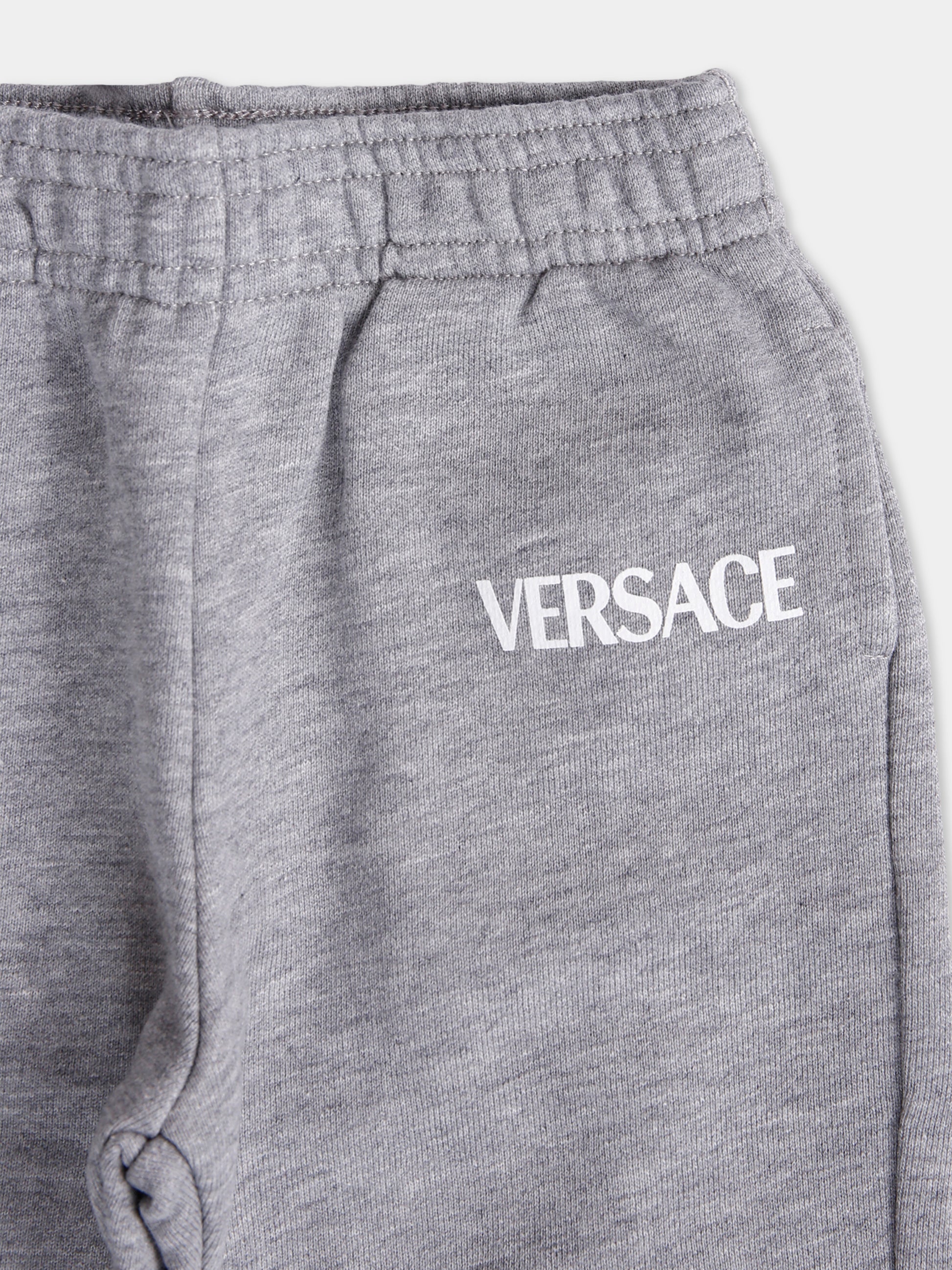 Pantaloni sportivi grigi con logo per neonati,Versace,1018580 1A15326 2E000