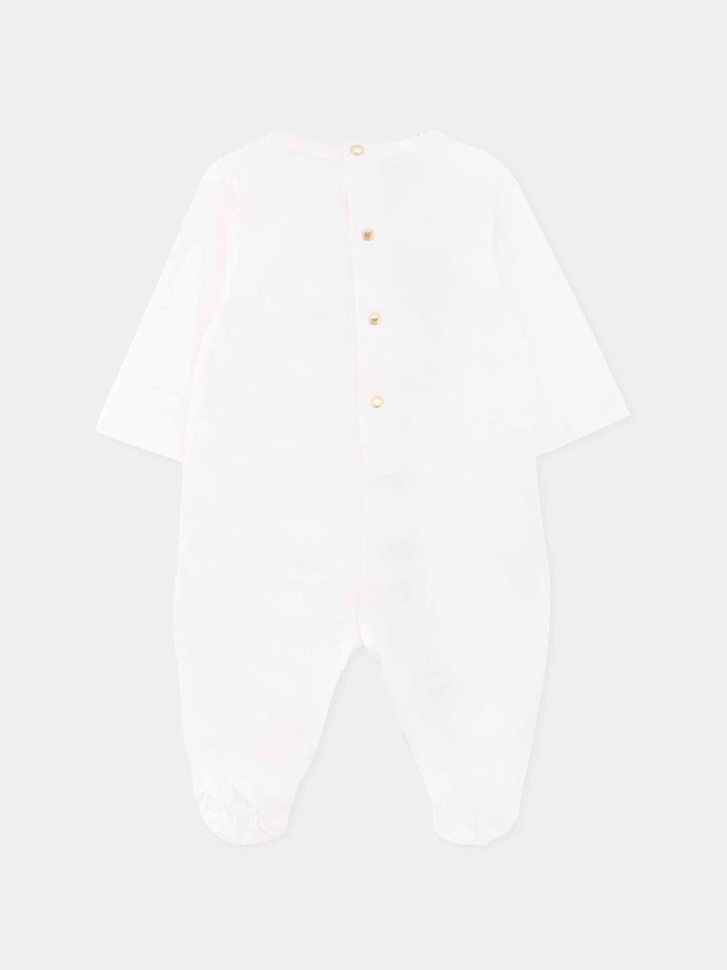 Tutina bianca per neonati con '90 Vintage Logo e spille,Versace,1021008 1A15221 6W010