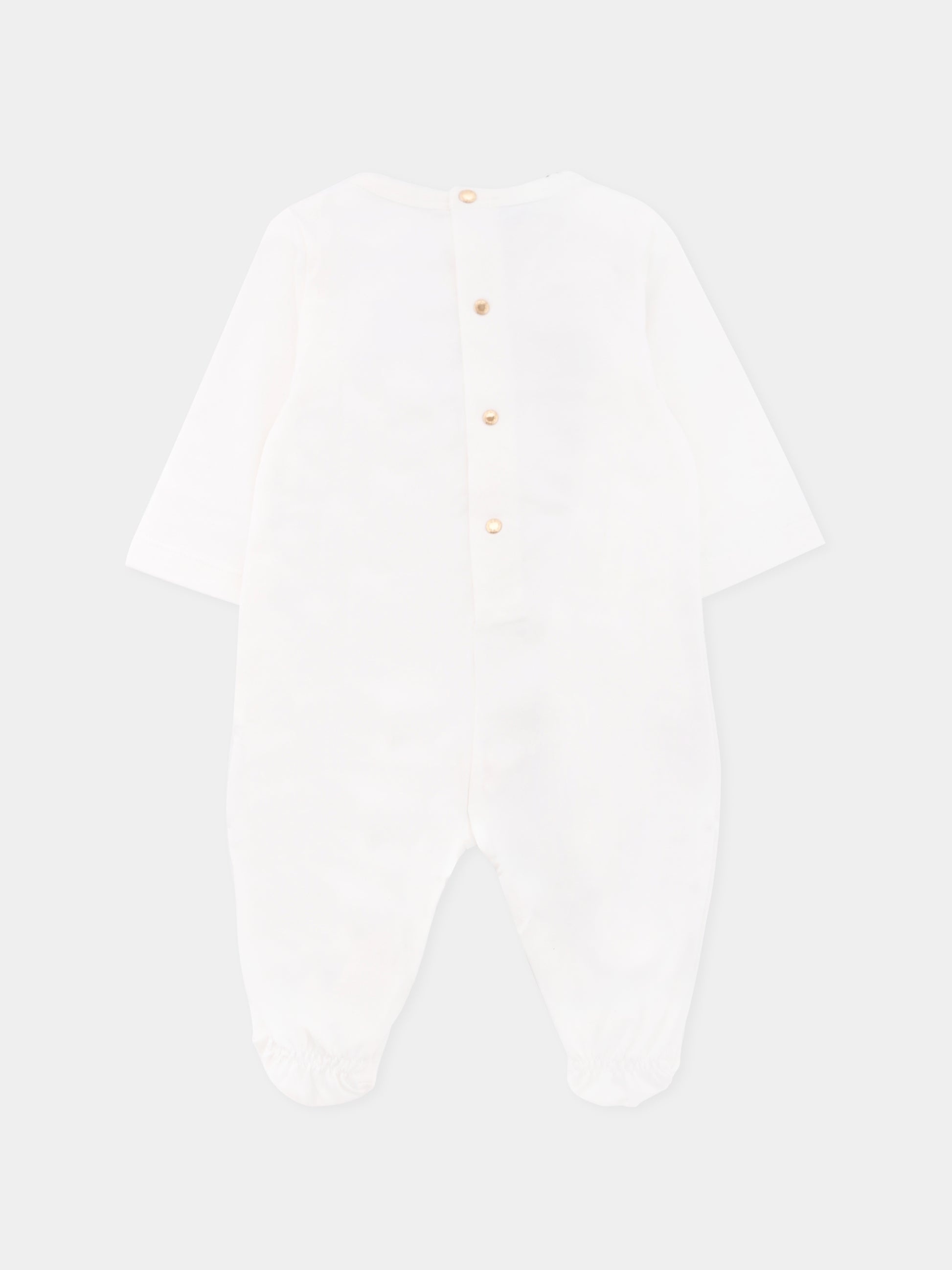 Tutina bianca per neonati con '90 Vintage Logo e spille,Versace,1021008 1A15221 6W010