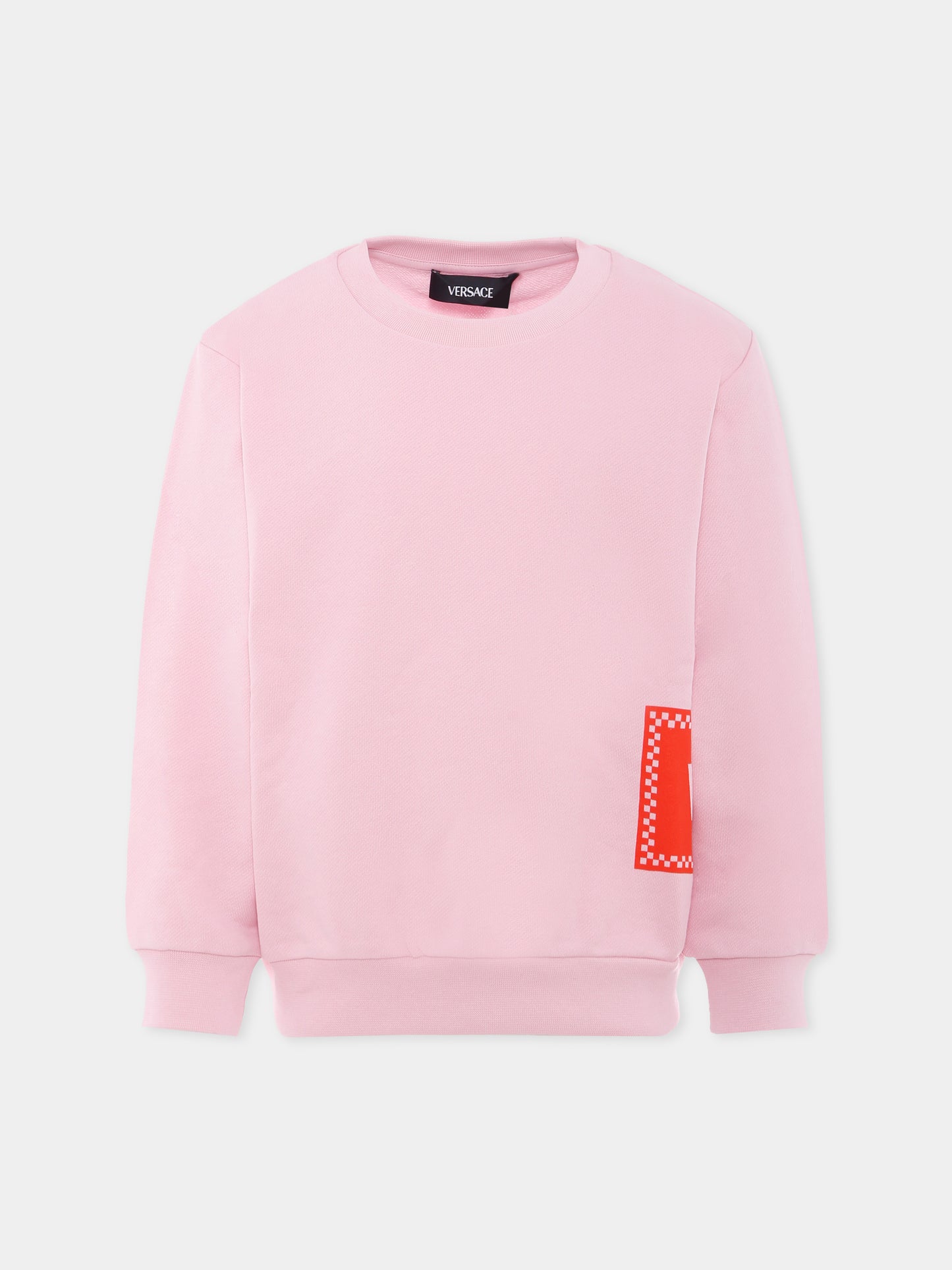 Felpa rosa con '90s vintage logo per bambina,Versace,1018334 1A13182 2PZ60