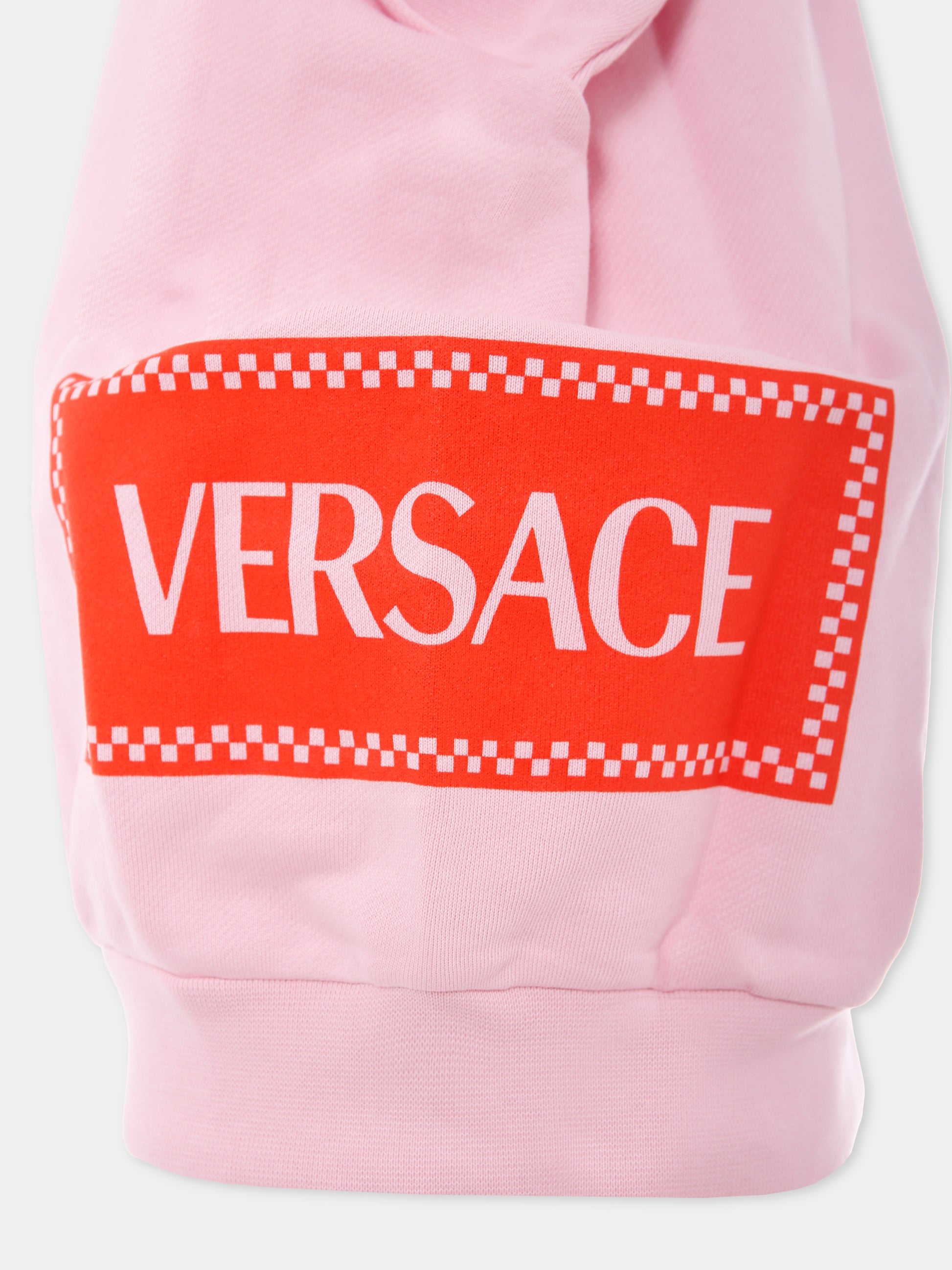 Felpa rosa con '90s vintage logo per bambina,Versace,1018334 1A13182 2PZ60