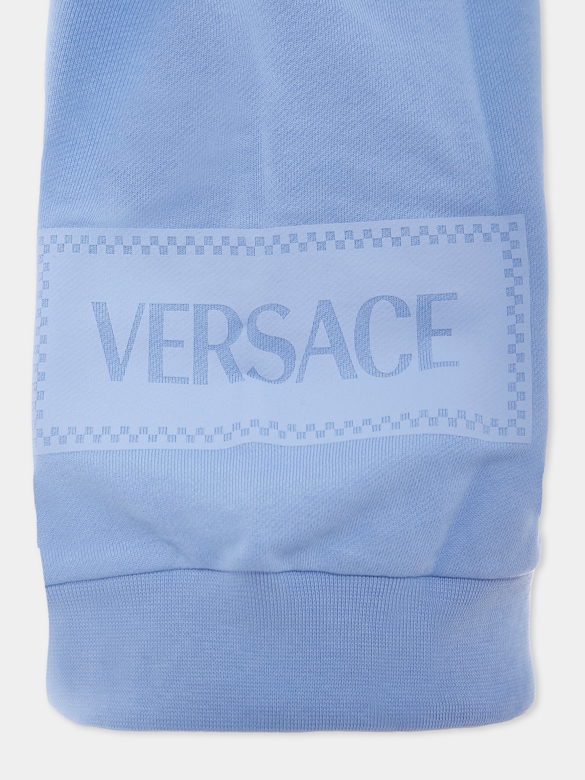 Felpa celeste con '90s vintage logo per bambino,Versace,1018577 1A13182 2V300