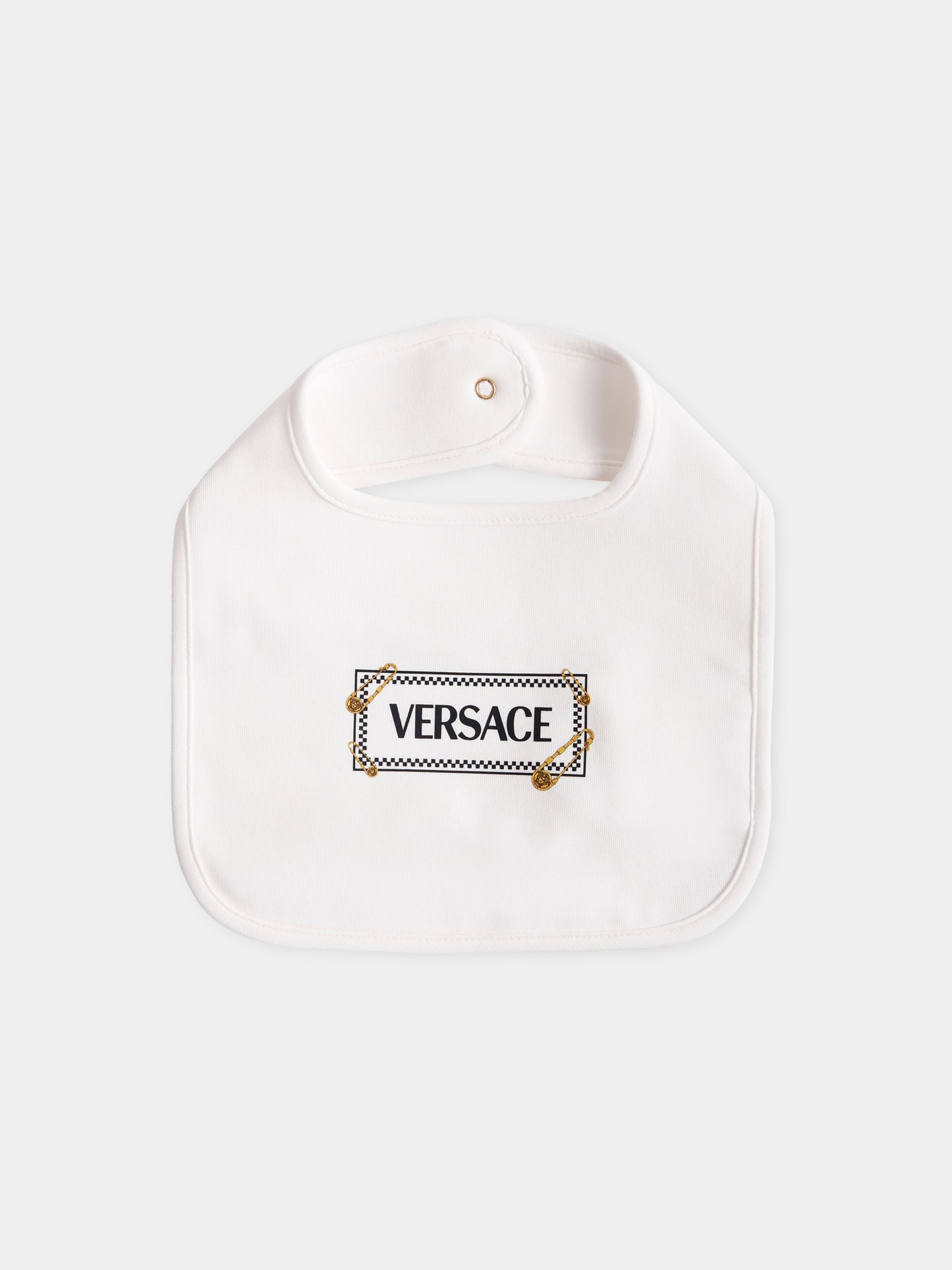 Completo avorio con '90 vintage logo e spille per neonati,Versace,1020939 1A15221 6W010