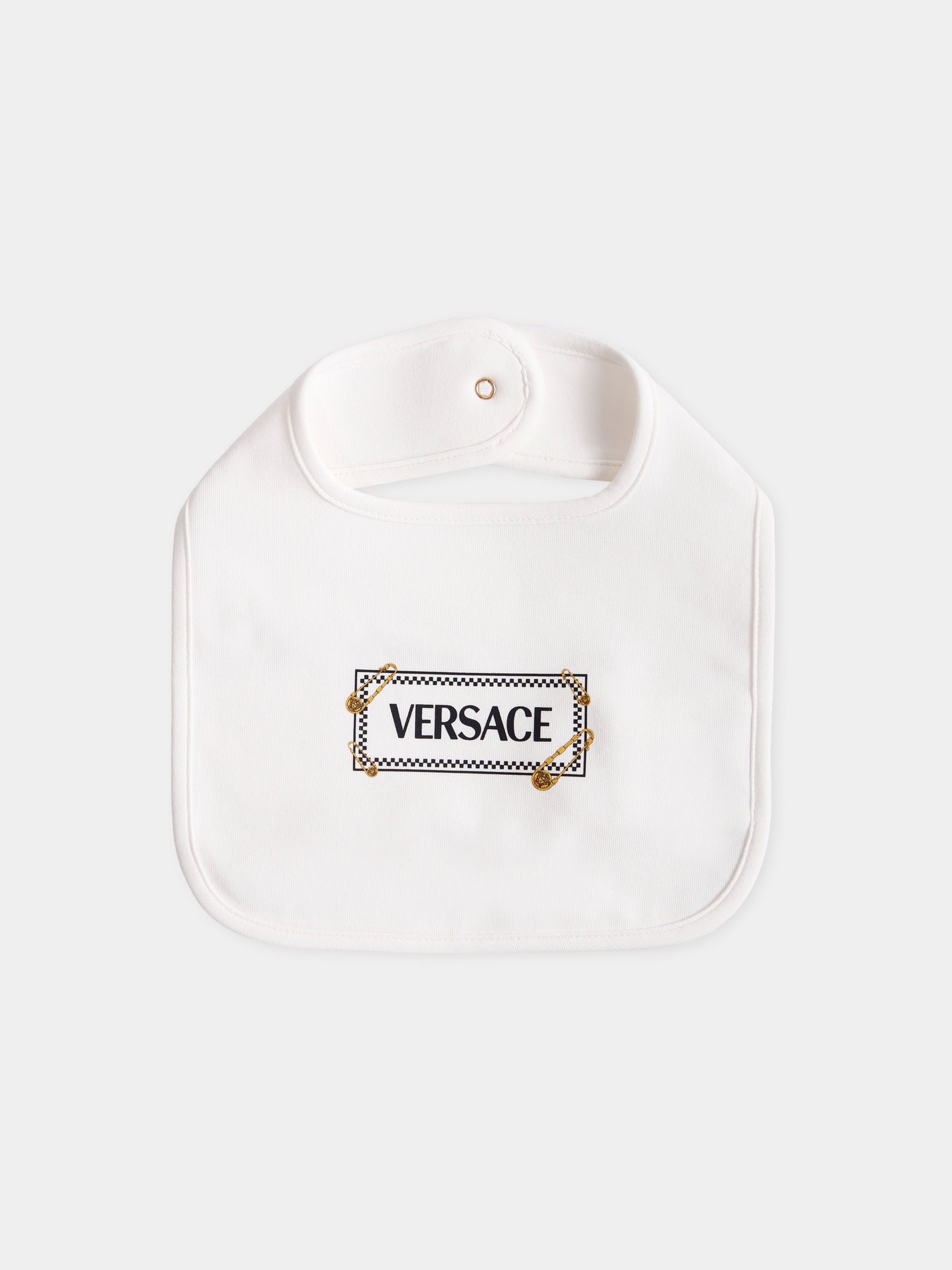 Completo avorio con '90 vintage logo e spille per neonati,Versace,1020939 1A15221 6W010