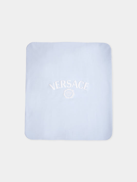 Coperta celeste con logo e Medusa per neonato,Versace,1017939 1A15206 2VH80