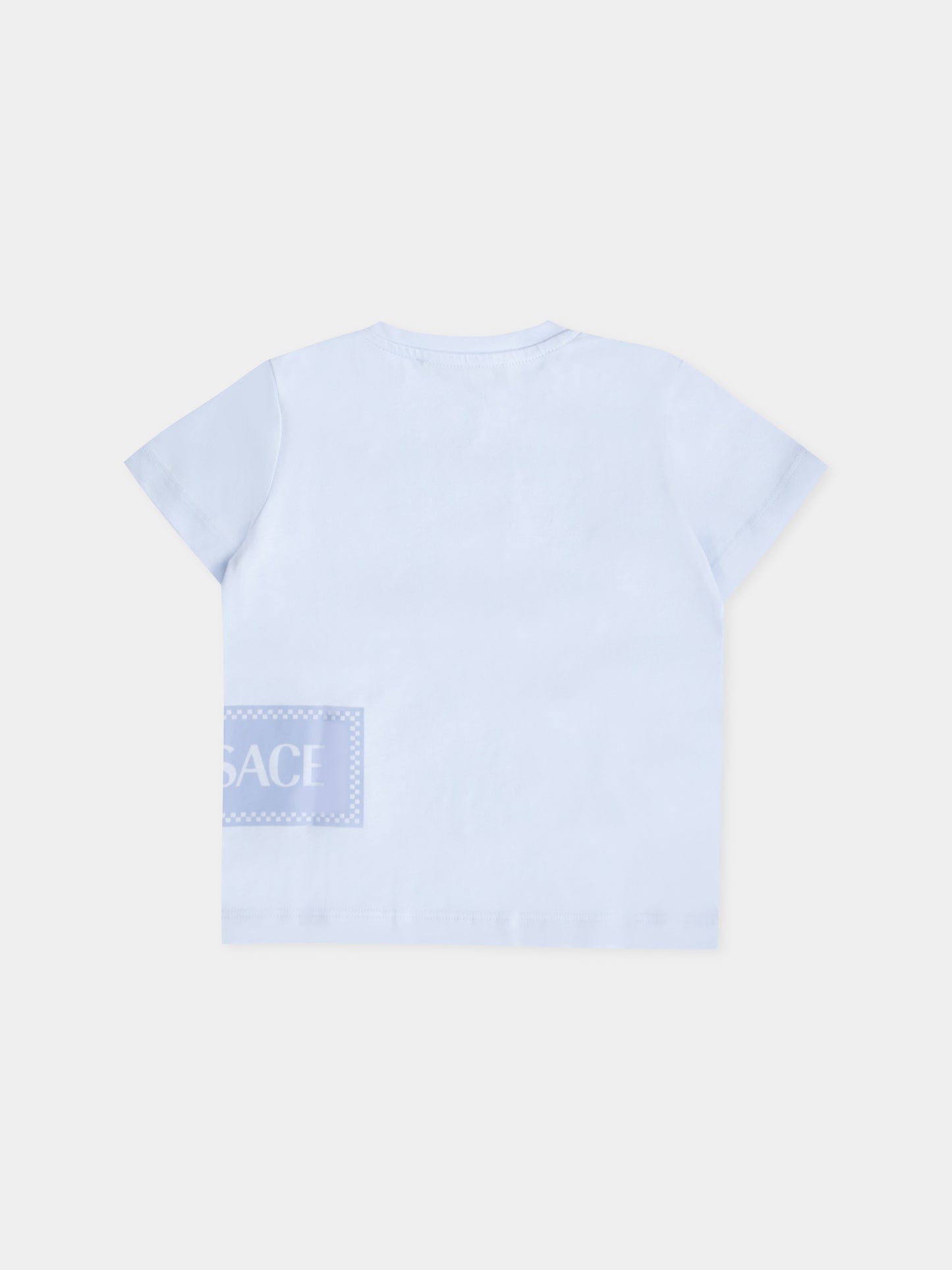 T-shirt celeste con '90s vintage logo per neonato,Versace,1018570 1A15441 2VK90