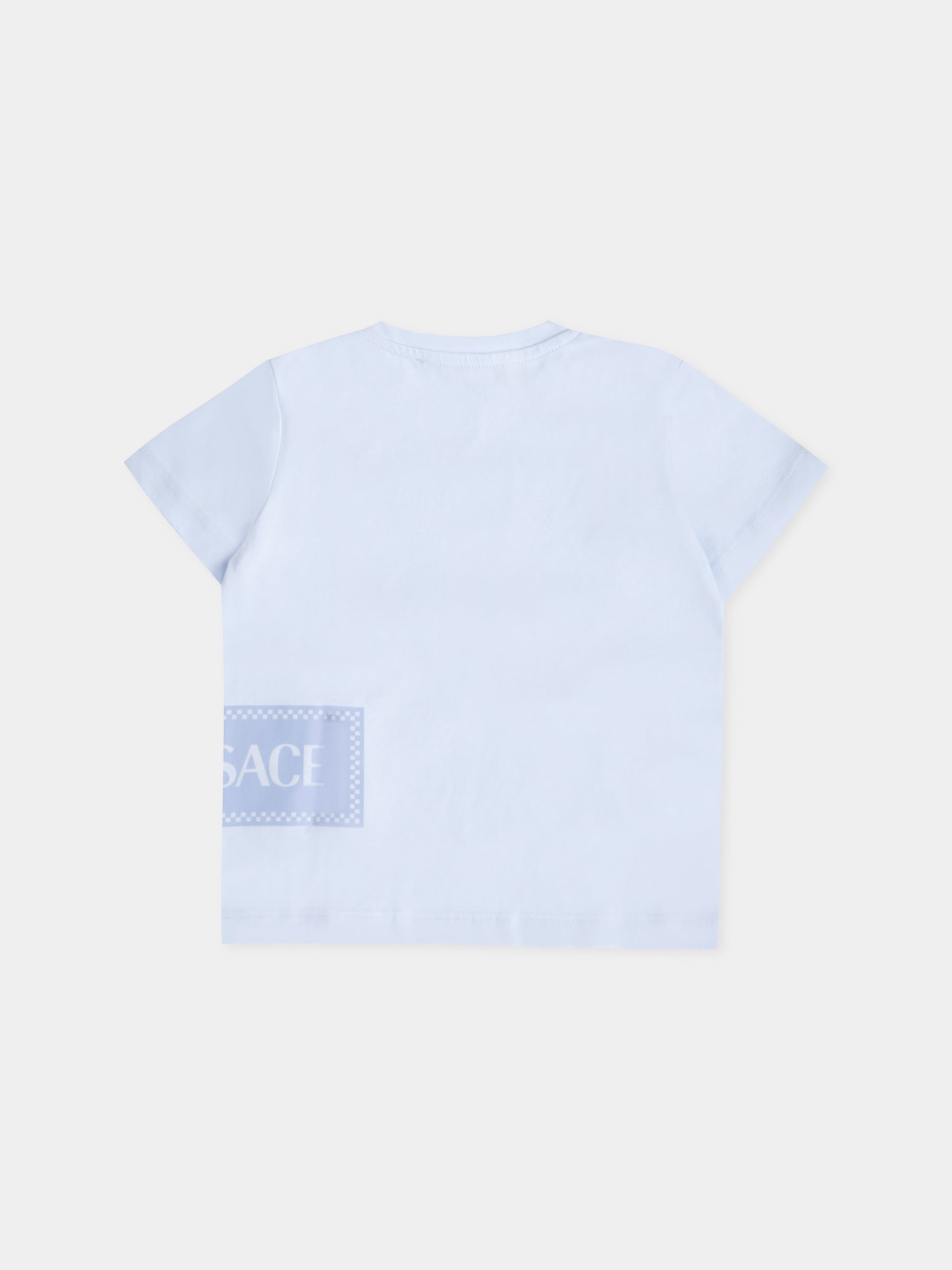 T-shirt celeste con '90s vintage logo per neonato,Versace,1018570 1A15441 2VK90