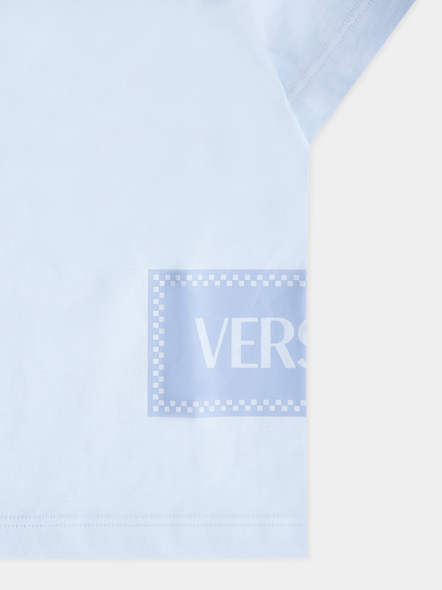 T-shirt celeste con '90s vintage logo per neonato,Versace,1018570 1A15441 2VK90