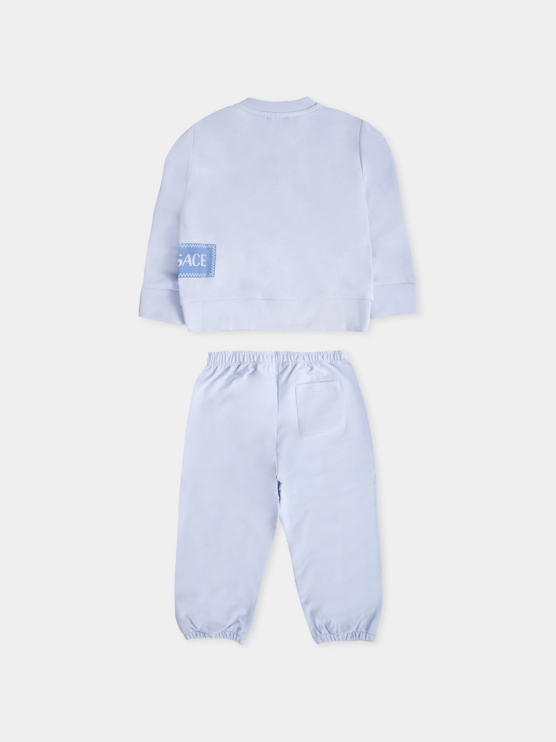 Completo sportivo celeste con '90s vintage logo per neonato,Versace,1017967 1A15248 2VL80