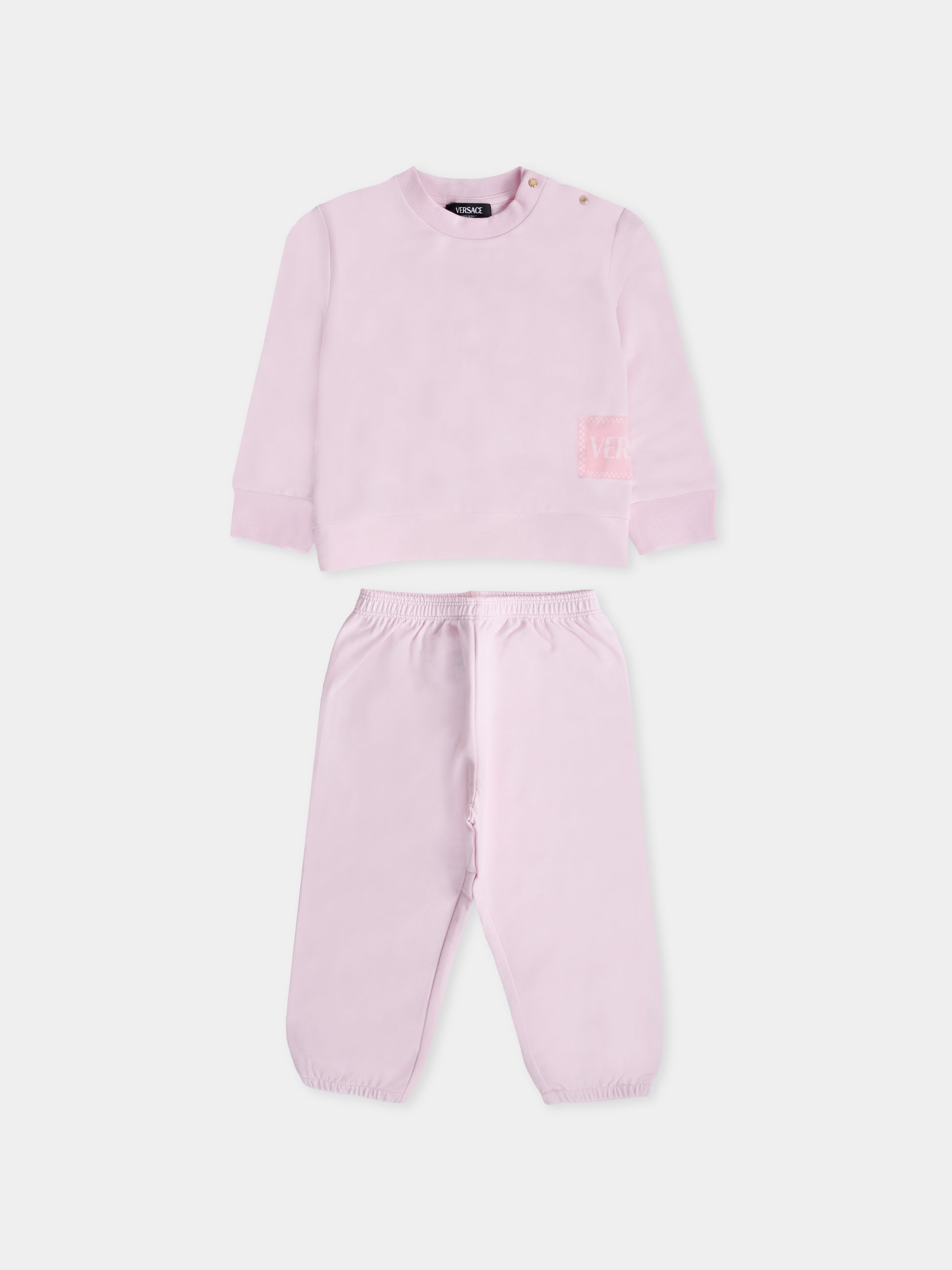 Completo sportivo rosa con '90s vintage logo per neonata,Versace,1017967 1A15248 2P3A0