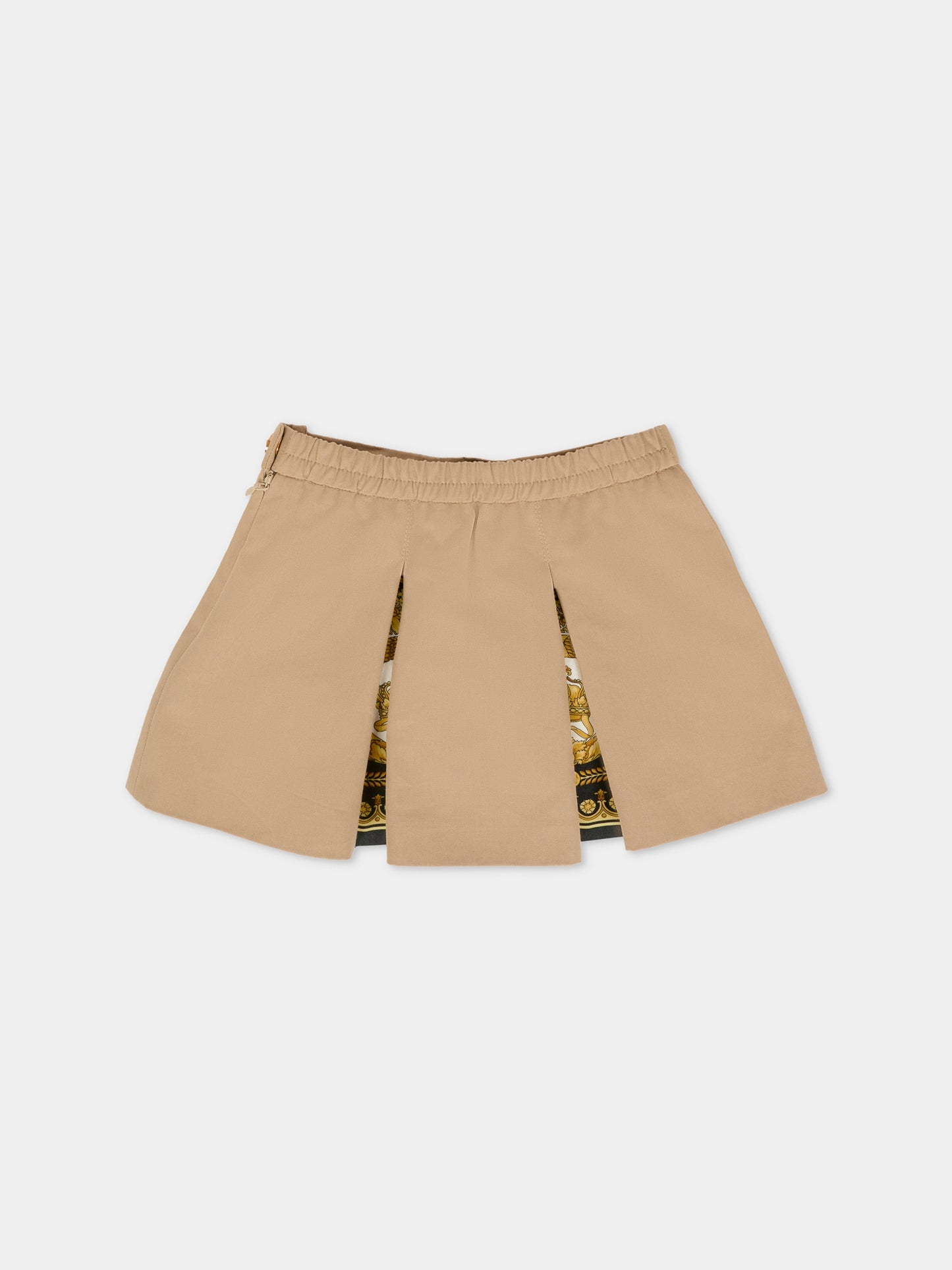 Gonna beige per neonata con stampa Barocco,Versace,1021040 1A14822 2KS40