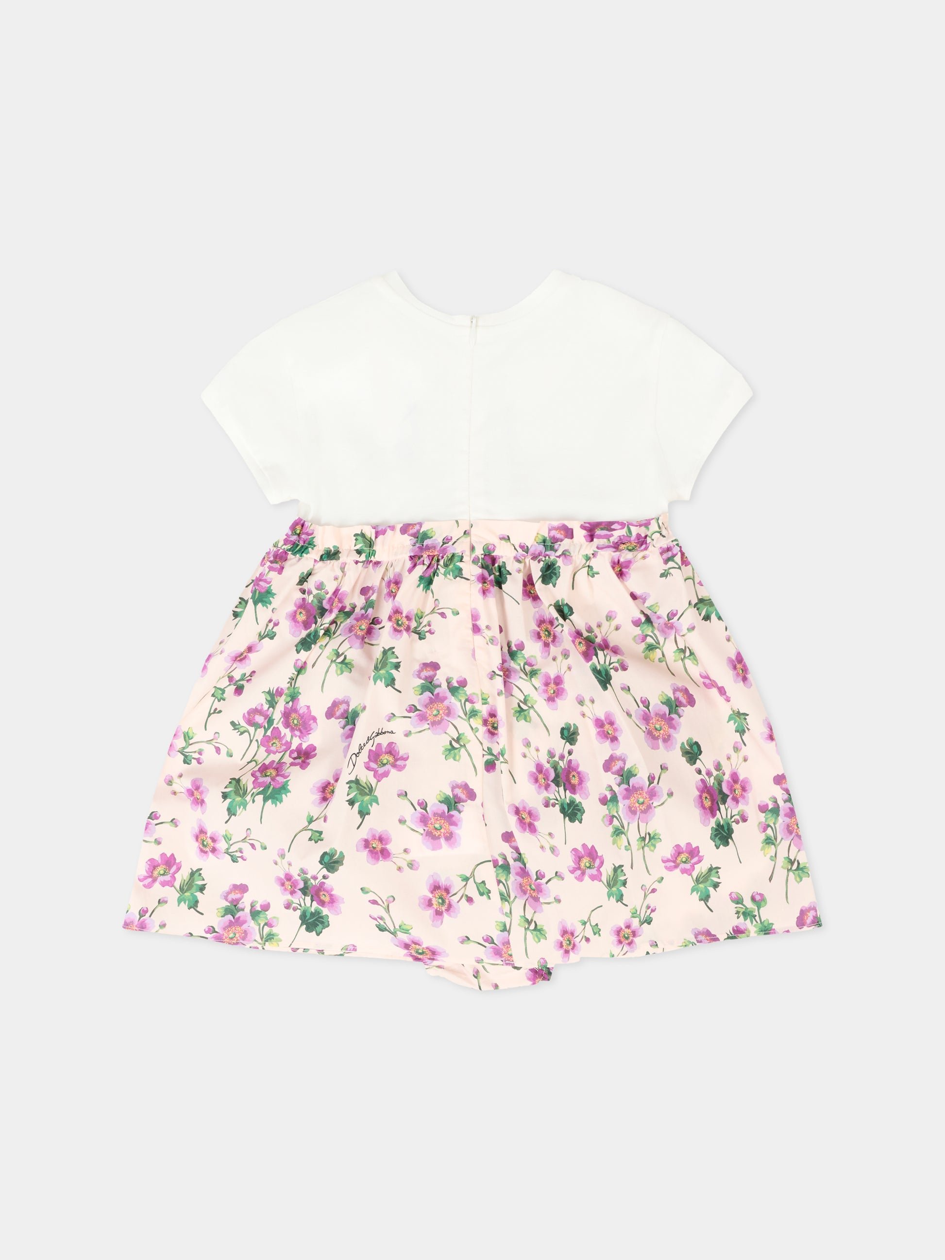 Vestito rosa per neonata con fiori,Dolce & Gabbana Kids,L2JD9H G7PHW S9000