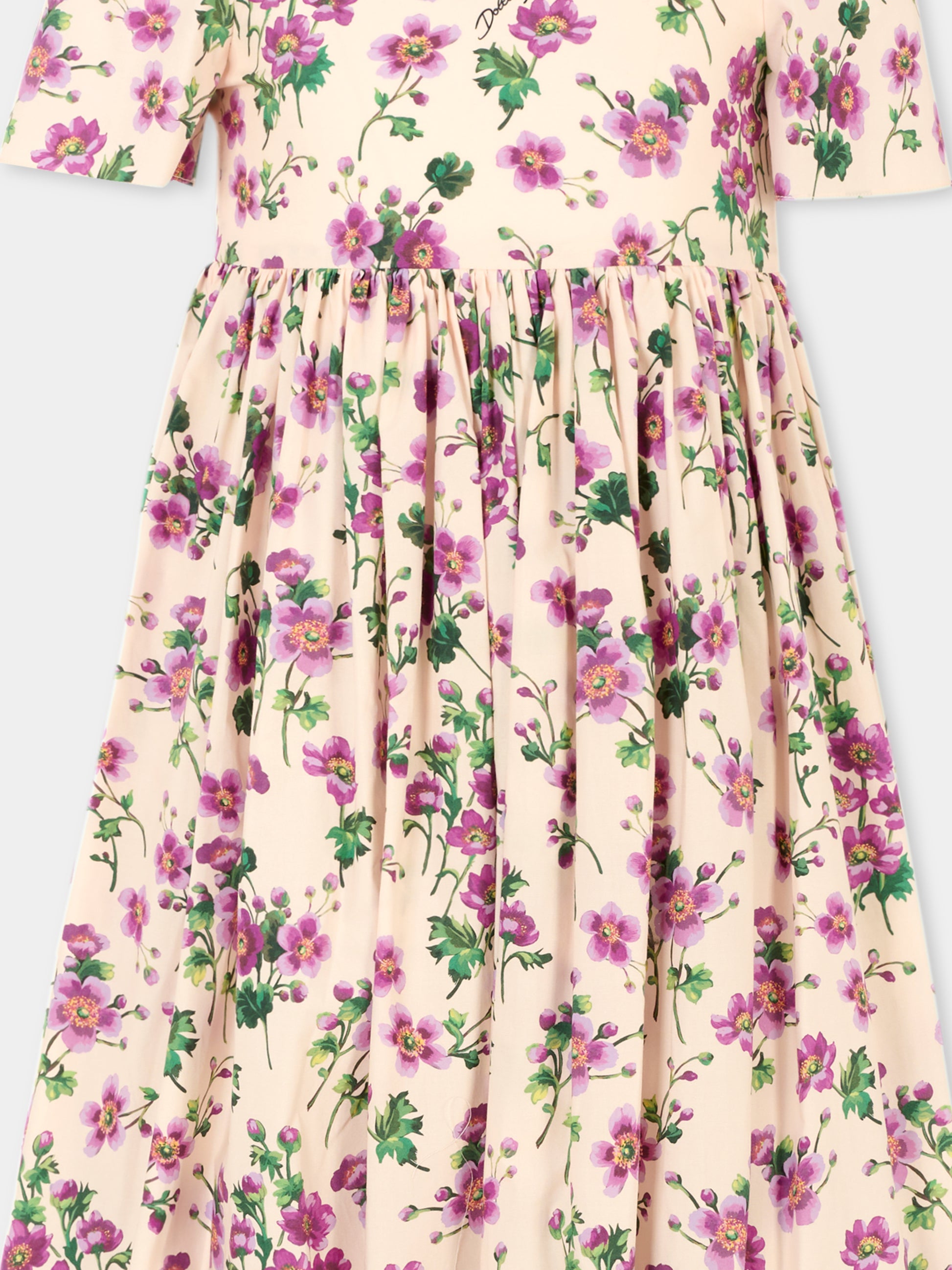 Vestito rosa per bambina con fiori,Dolce & Gabbana Kids,L53DX2 HS5TX HF5RH