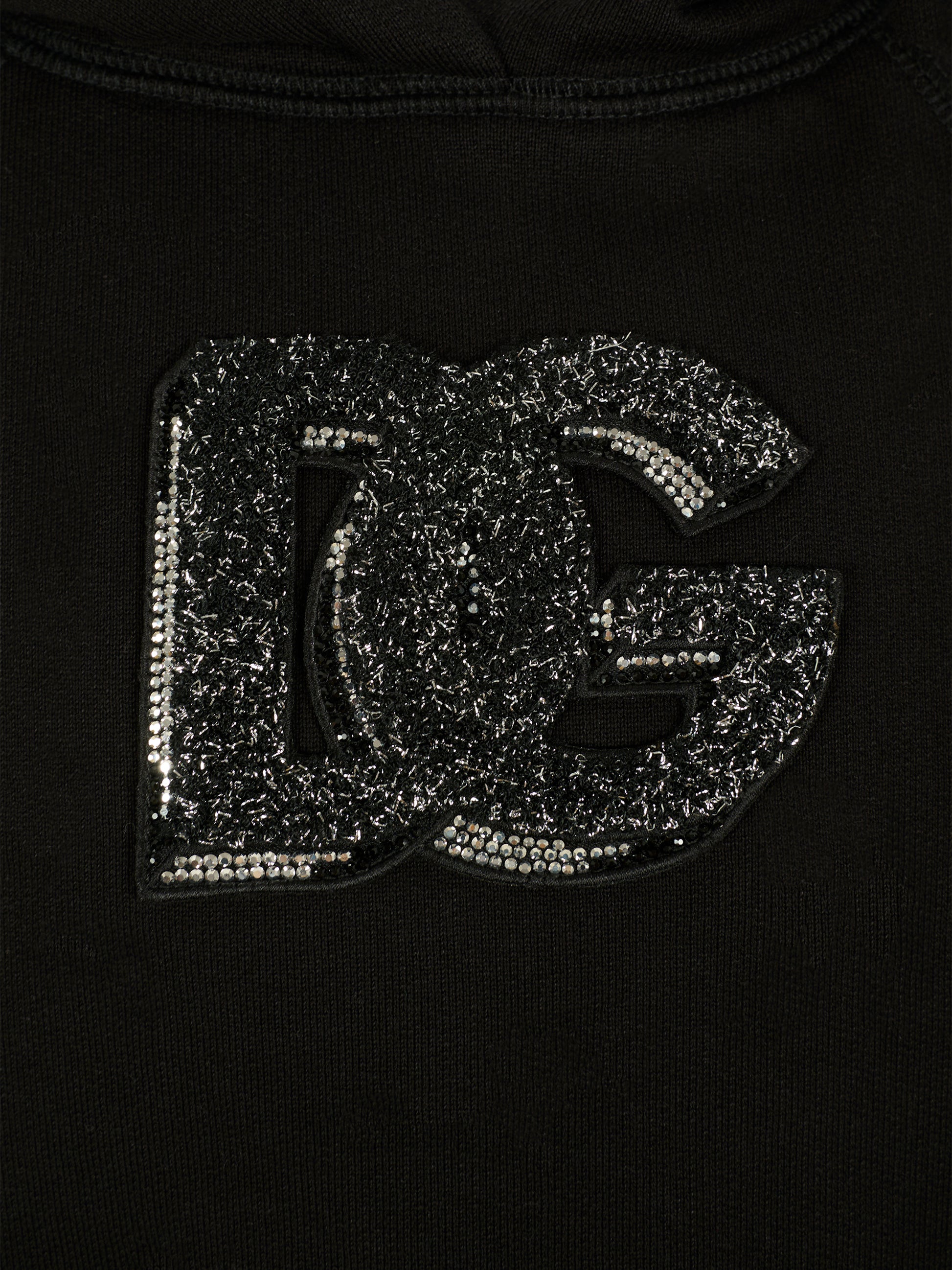 Felpa crop nera per bambina con logo DG,Dolce & Gabbana Kids,L5JWCB G7PHM N0000
