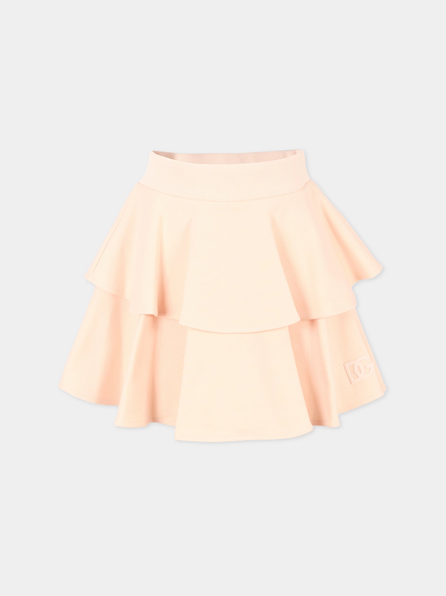 Gonna rosa per bambina con logo,Dolce & Gabbana Kids,L5JIB1 G7PIE F0210