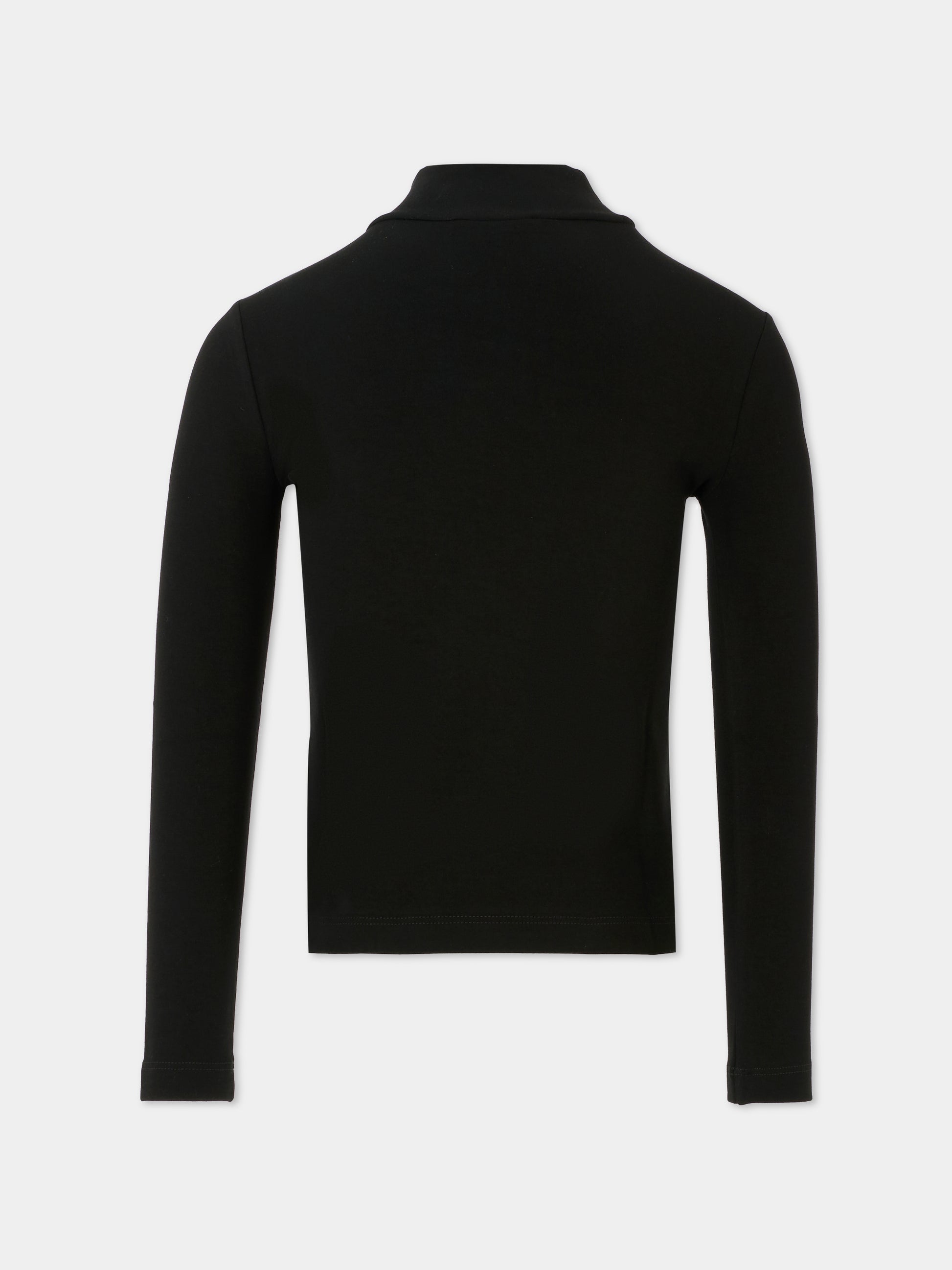 Dolcevita nero per bambina con logo rosa ricamato,Dolce & Gabbana Kids,L5JTLE G7N9L N0000