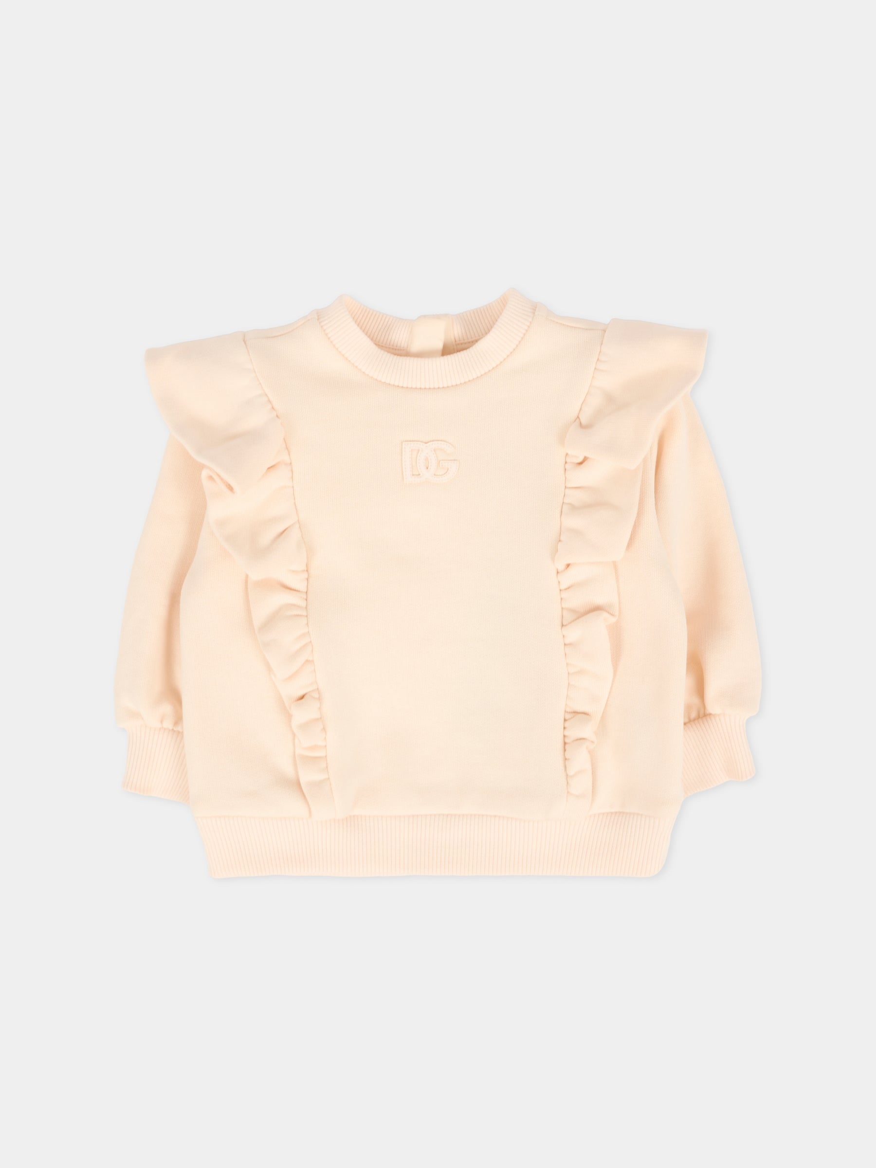 Felpa rosa per neonata con logo DG,Dolce & Gabbana Kids,L2JWCE G7PID F0210