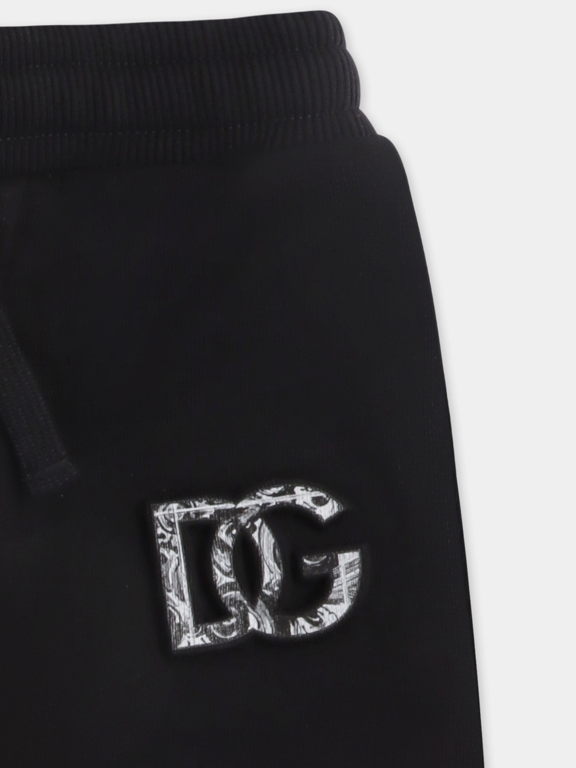 Pantaloni neri per neonato con logo DG,Dolce & Gabbana Kids,L1JPJT G7PEM N0000
