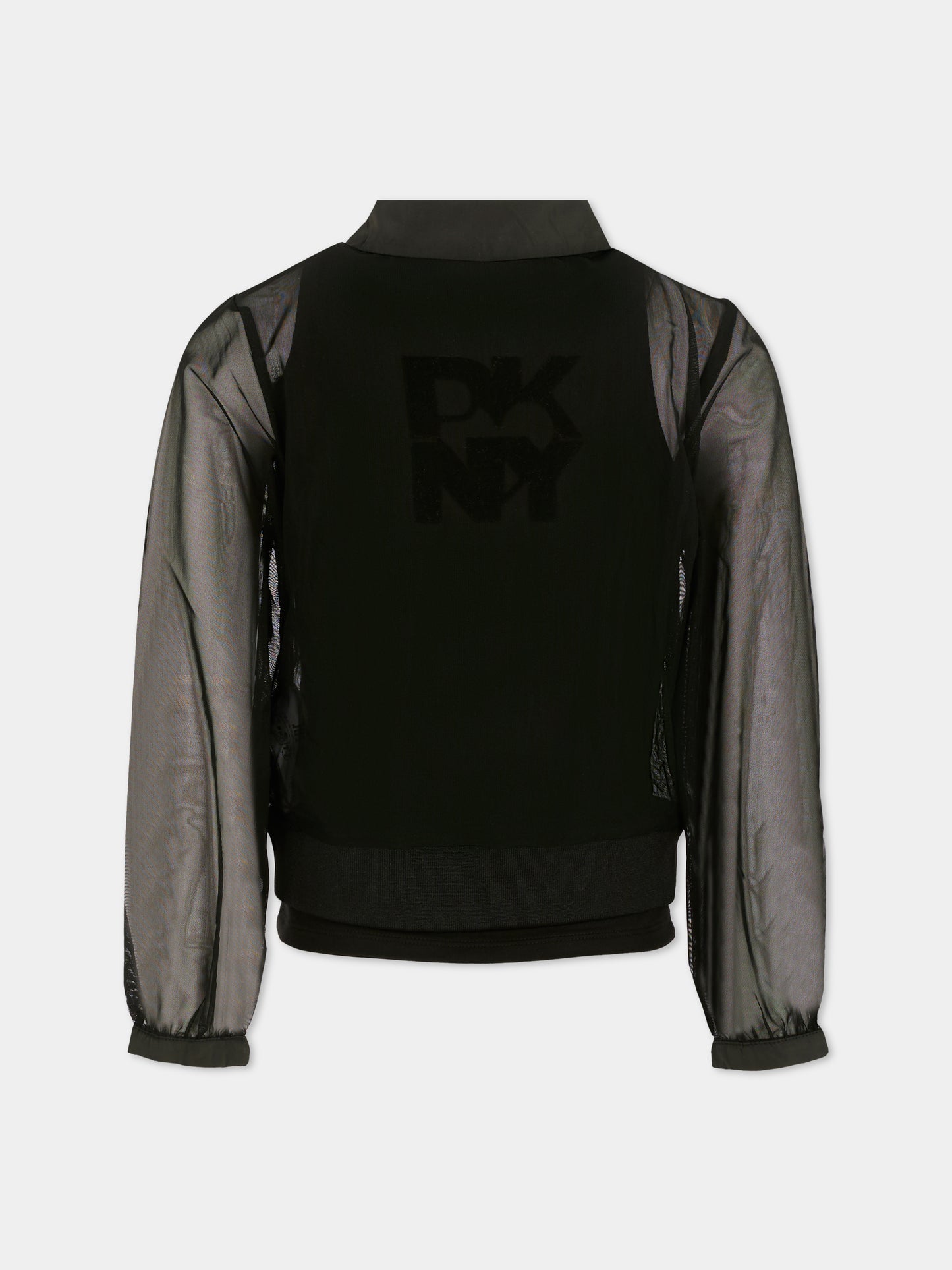 Camicia nera per bambina con logo,Dkny,D62352 09B