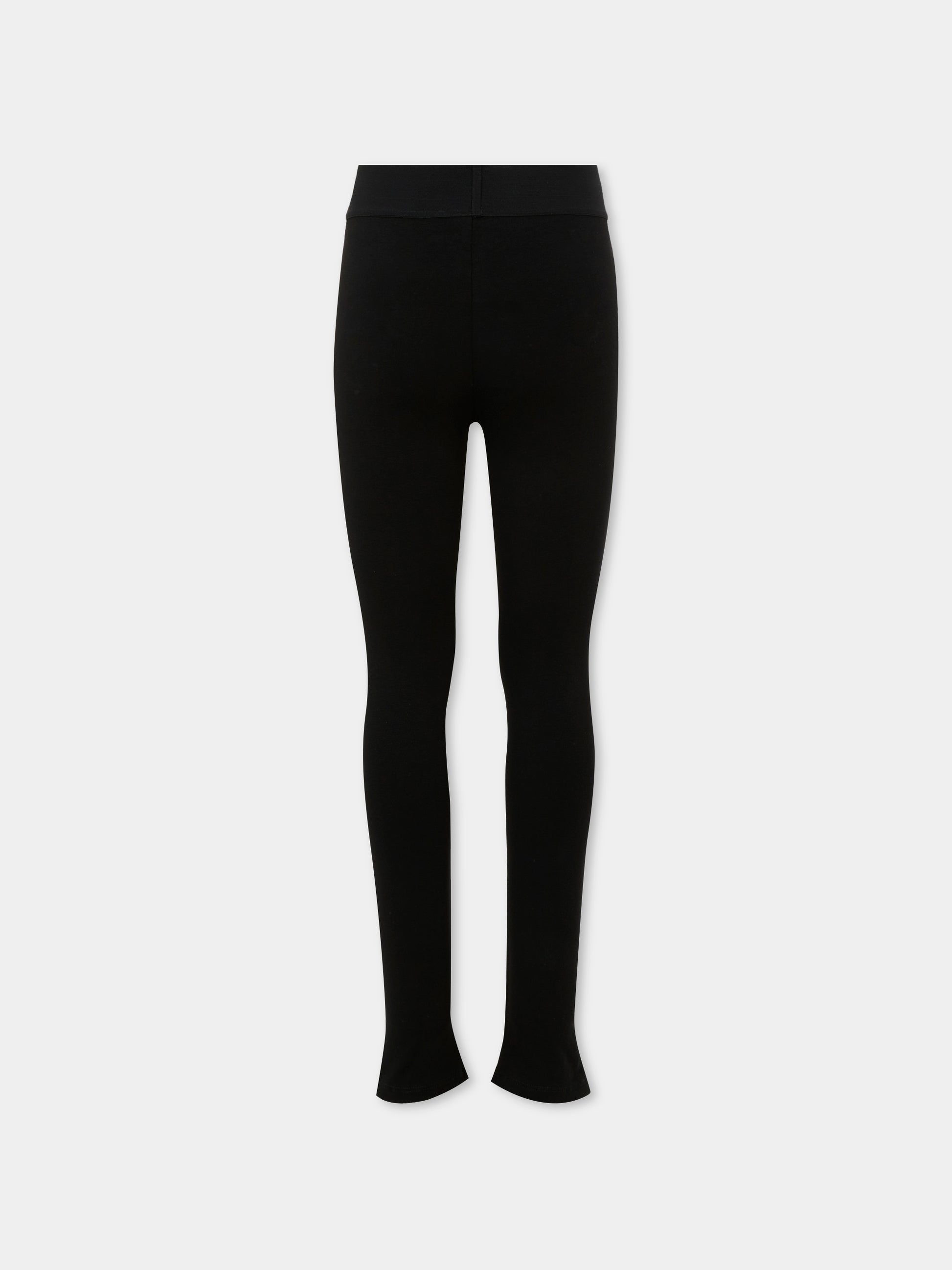 Leggings neri per bambina con logo bianco,Dkny,D62365 09B
