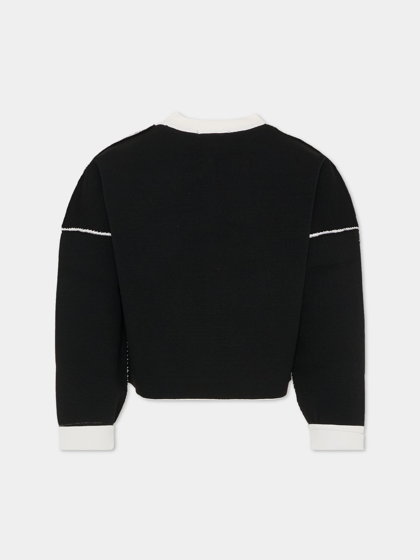 Maglione crop reversibile nero per bambina con logo,Dkny,D62379 M91