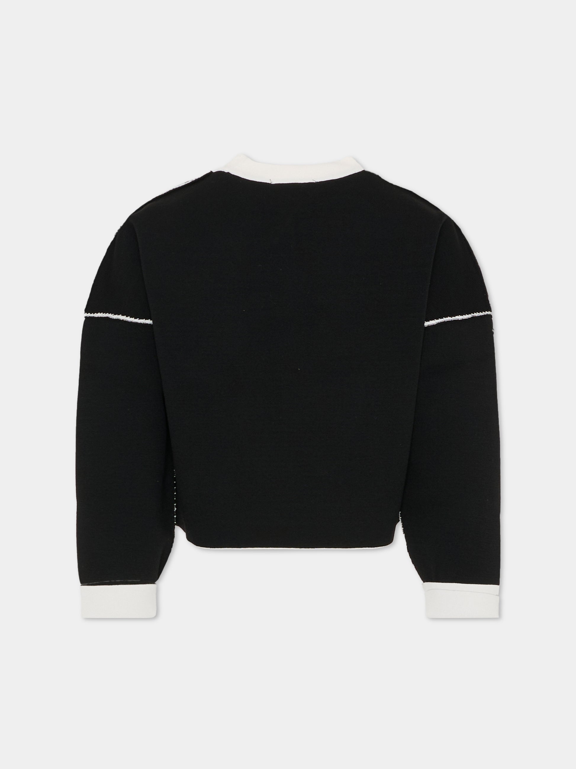 Maglione crop reversibile nero per bambina con logo,Dkny,D62379 M91