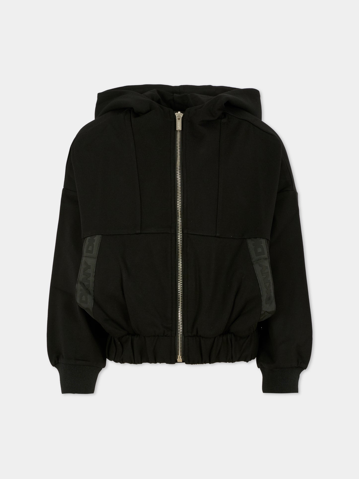 Felpa nera per bambina con logo,Dkny,D62385 09B