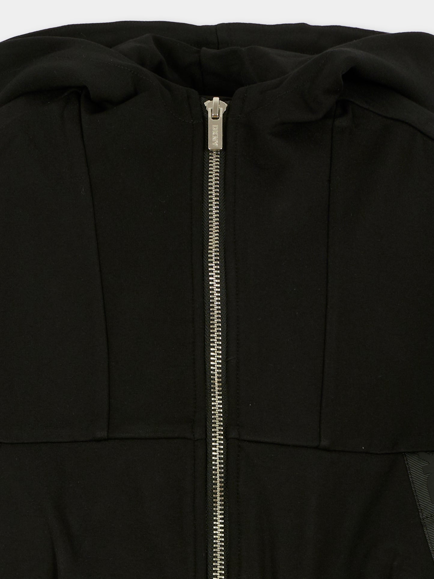 Felpa nera per bambina con logo,Dkny,D62385 09B