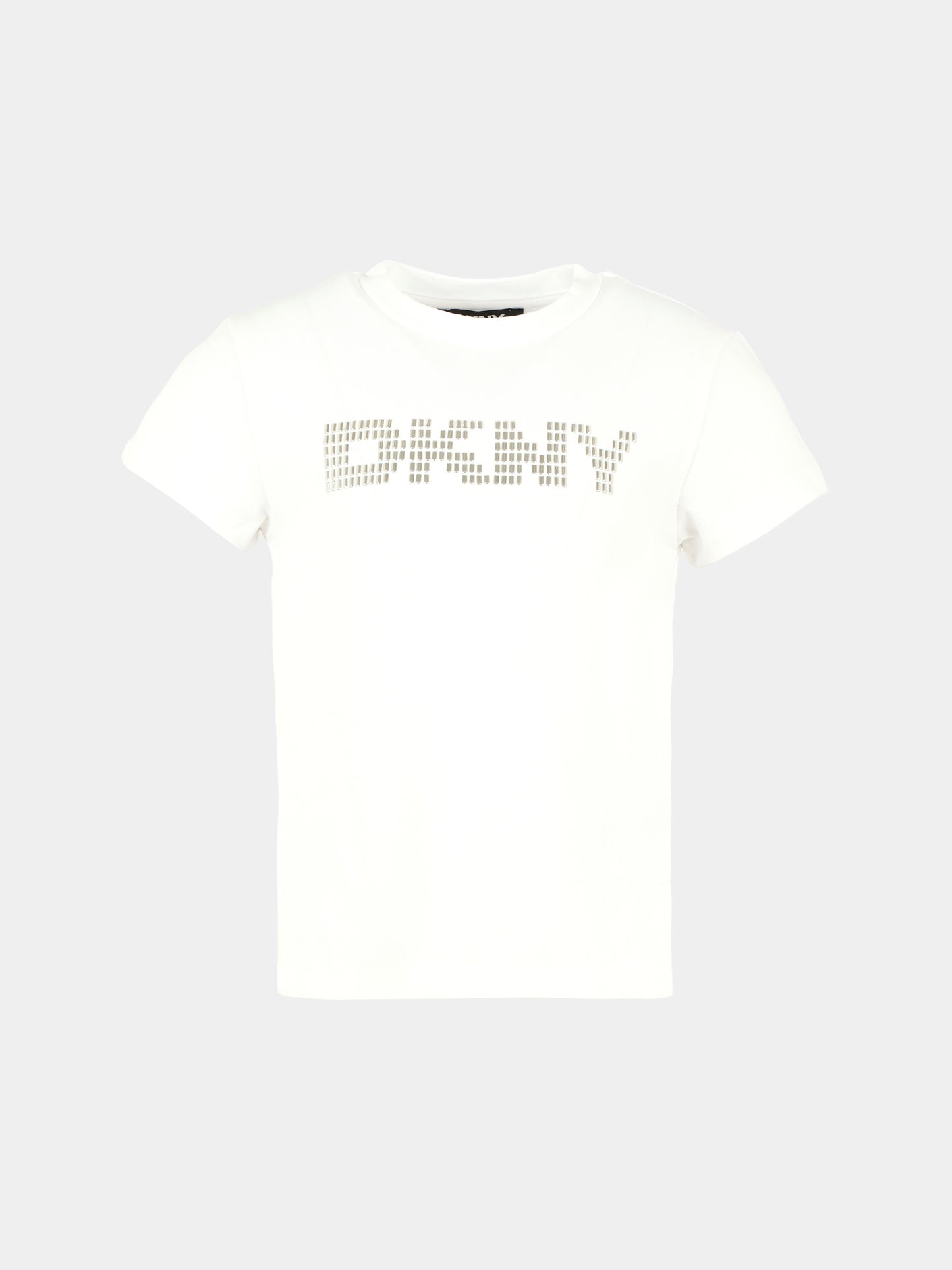 T-shirt bianca per bambina con logo,Dkny,D62406 10P