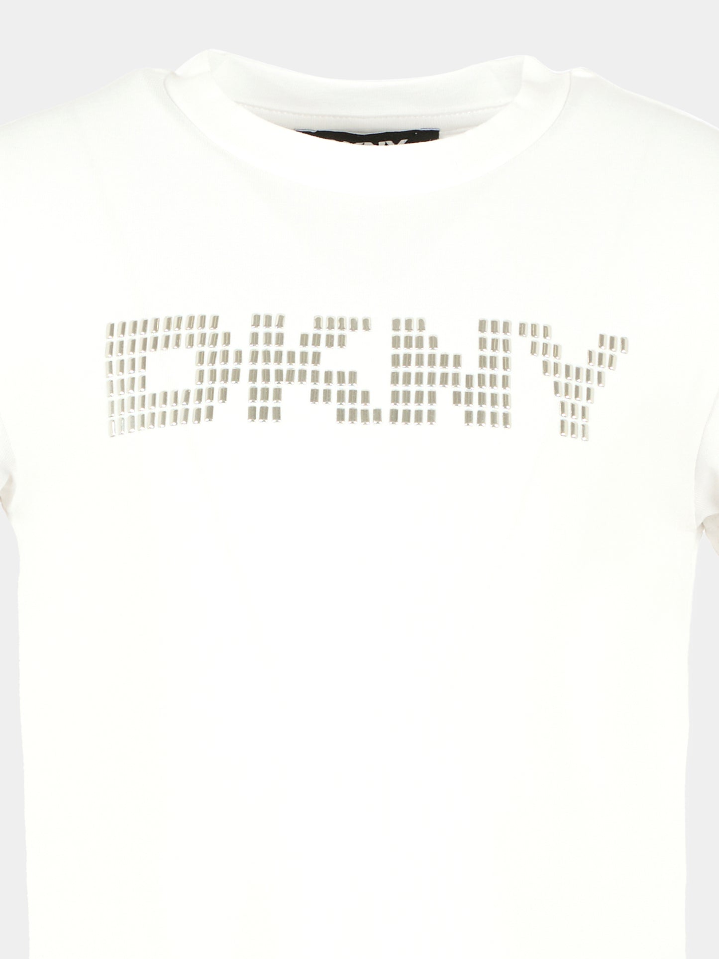 T-shirt bianca per bambina con logo,Dkny,D62406 10P