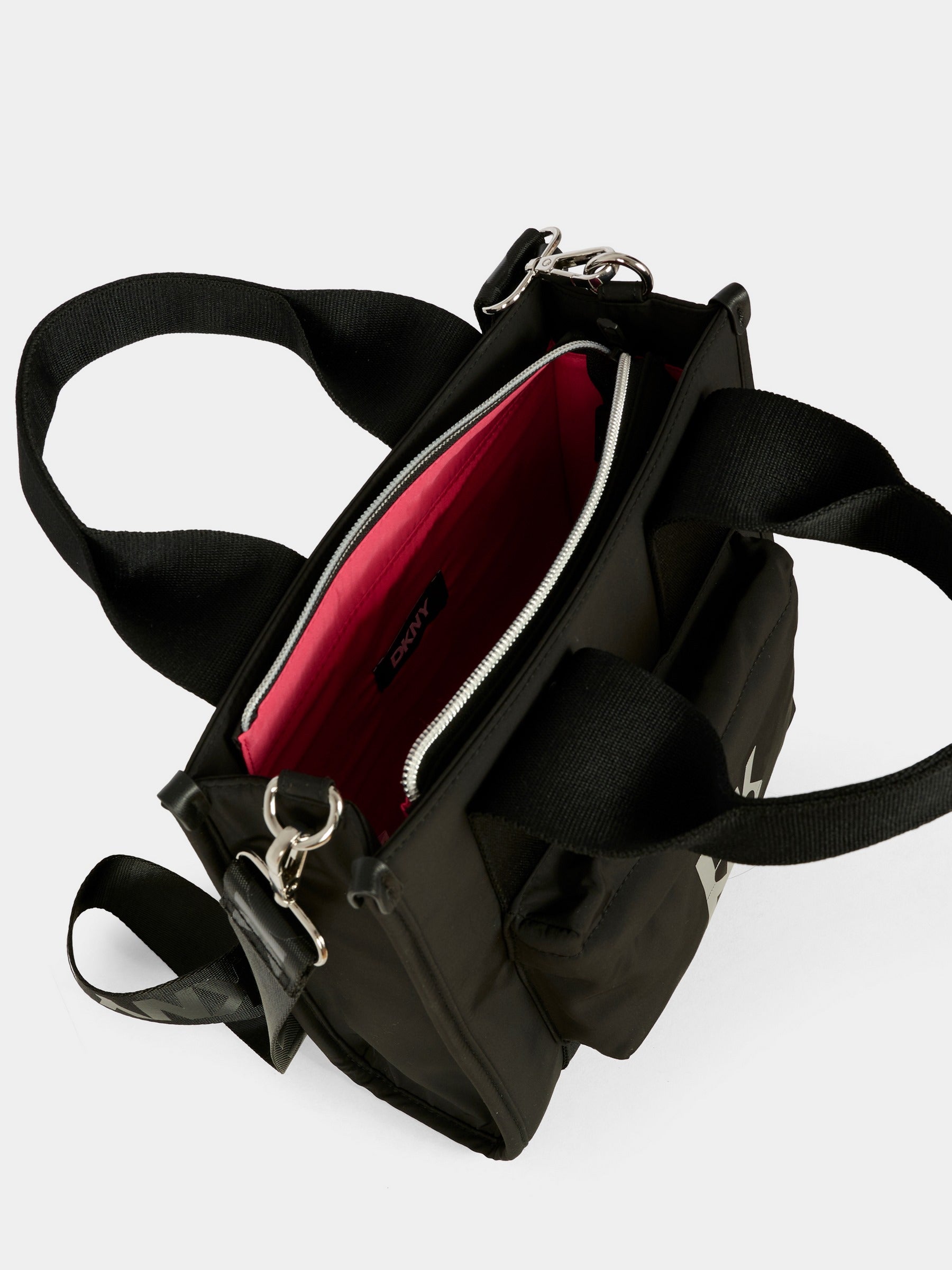 Borsa nera per bambina con logo argentato,Dkny,D62475 09B